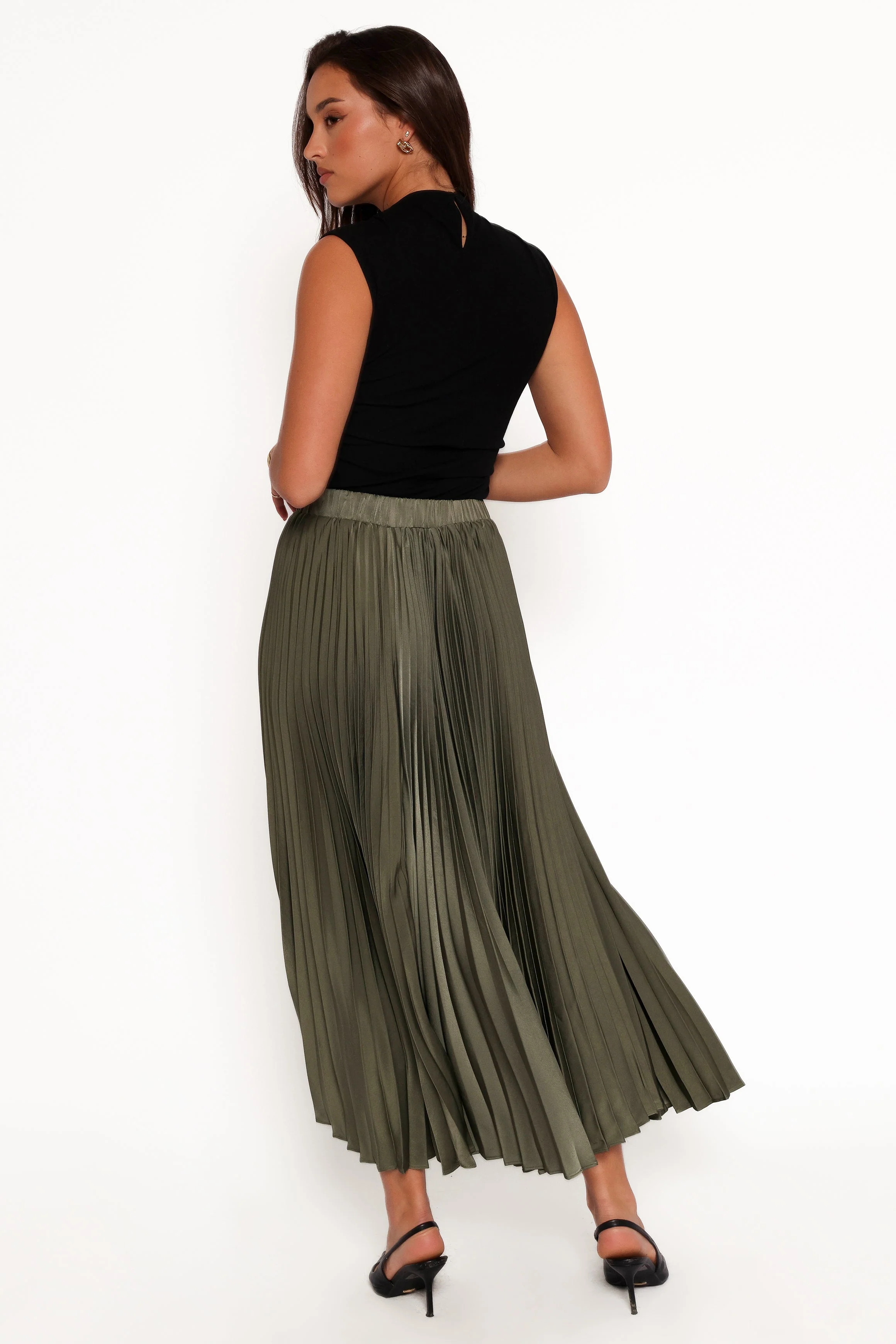 Polina Pleated Maxi Skirt - Olive