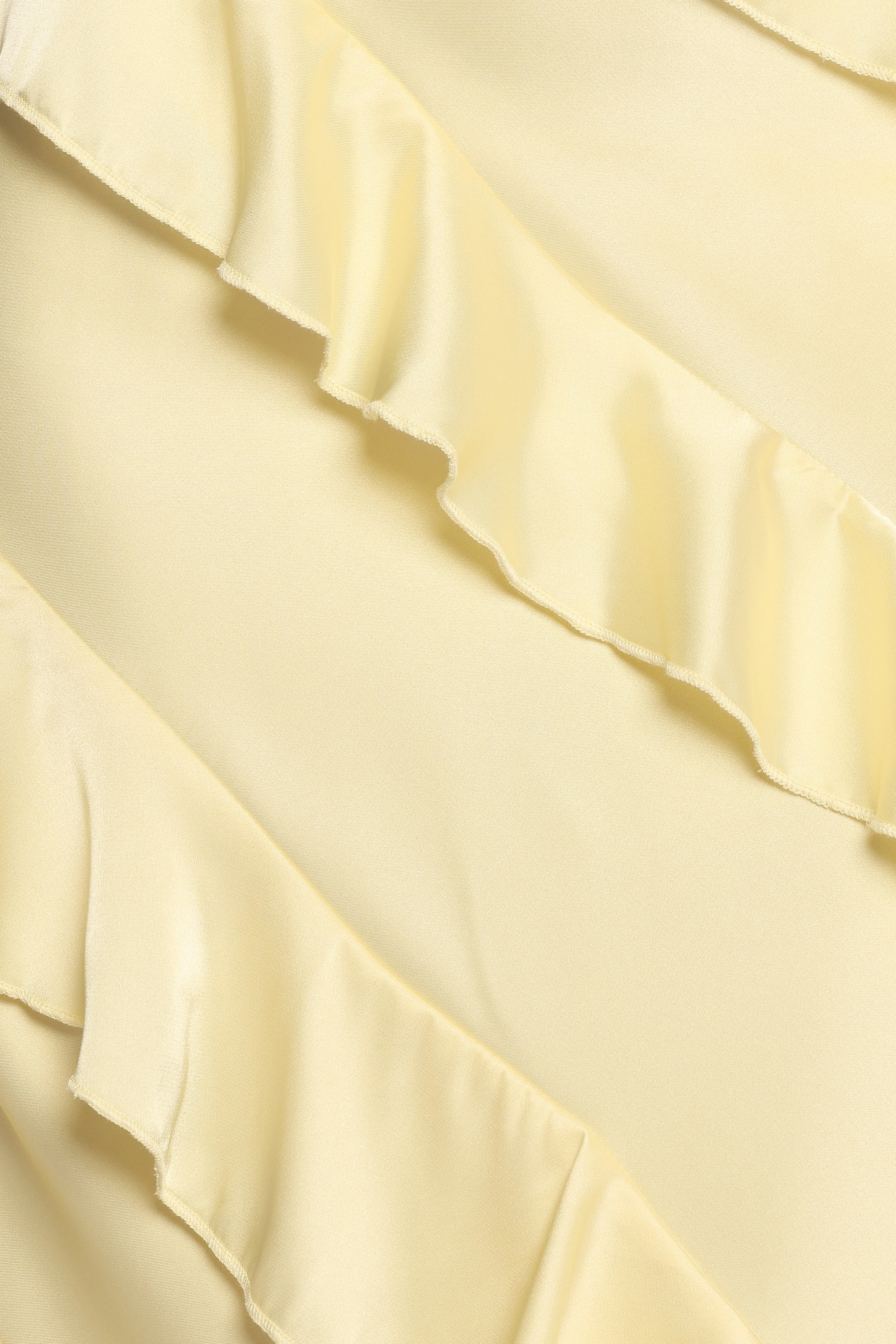 Ciao Ruffles Maxi Satin Dress - Pale Yellow