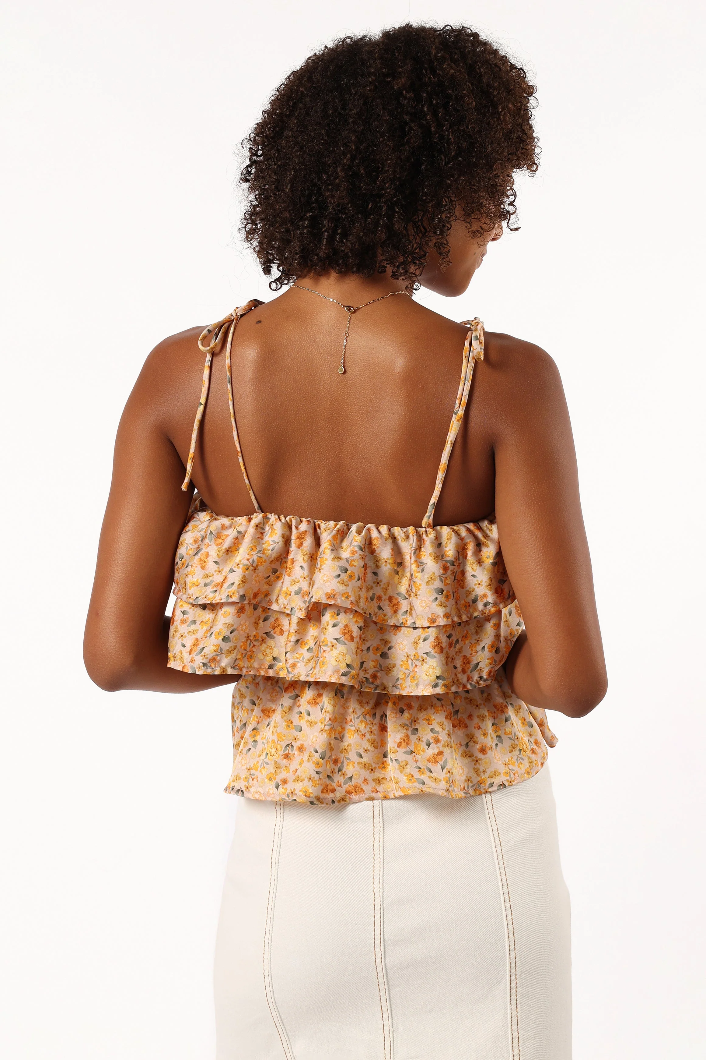 Skyla Ruffle Top - Taupe Multi