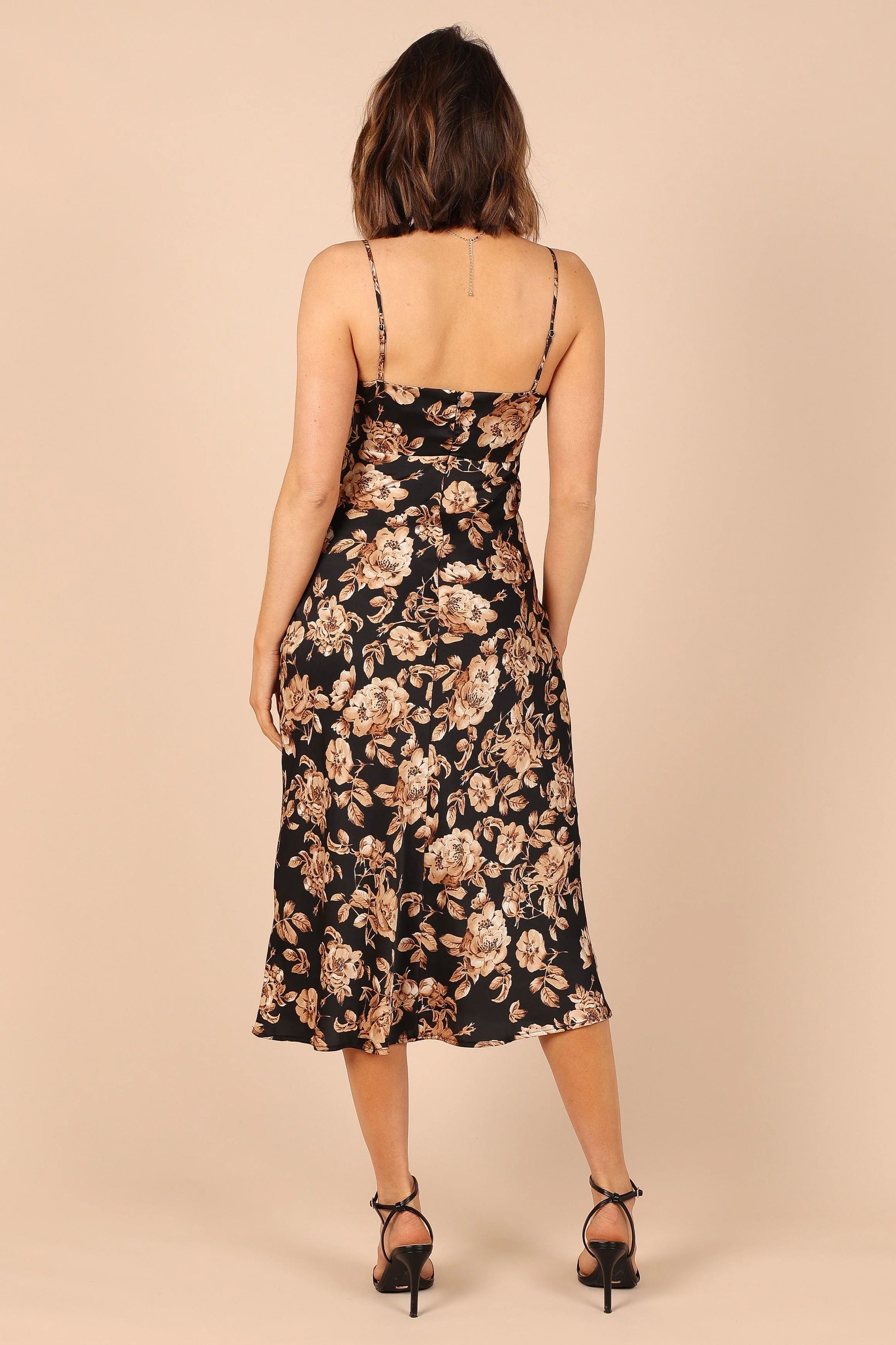 Saga Cut Out Midi Dress - Black Floral