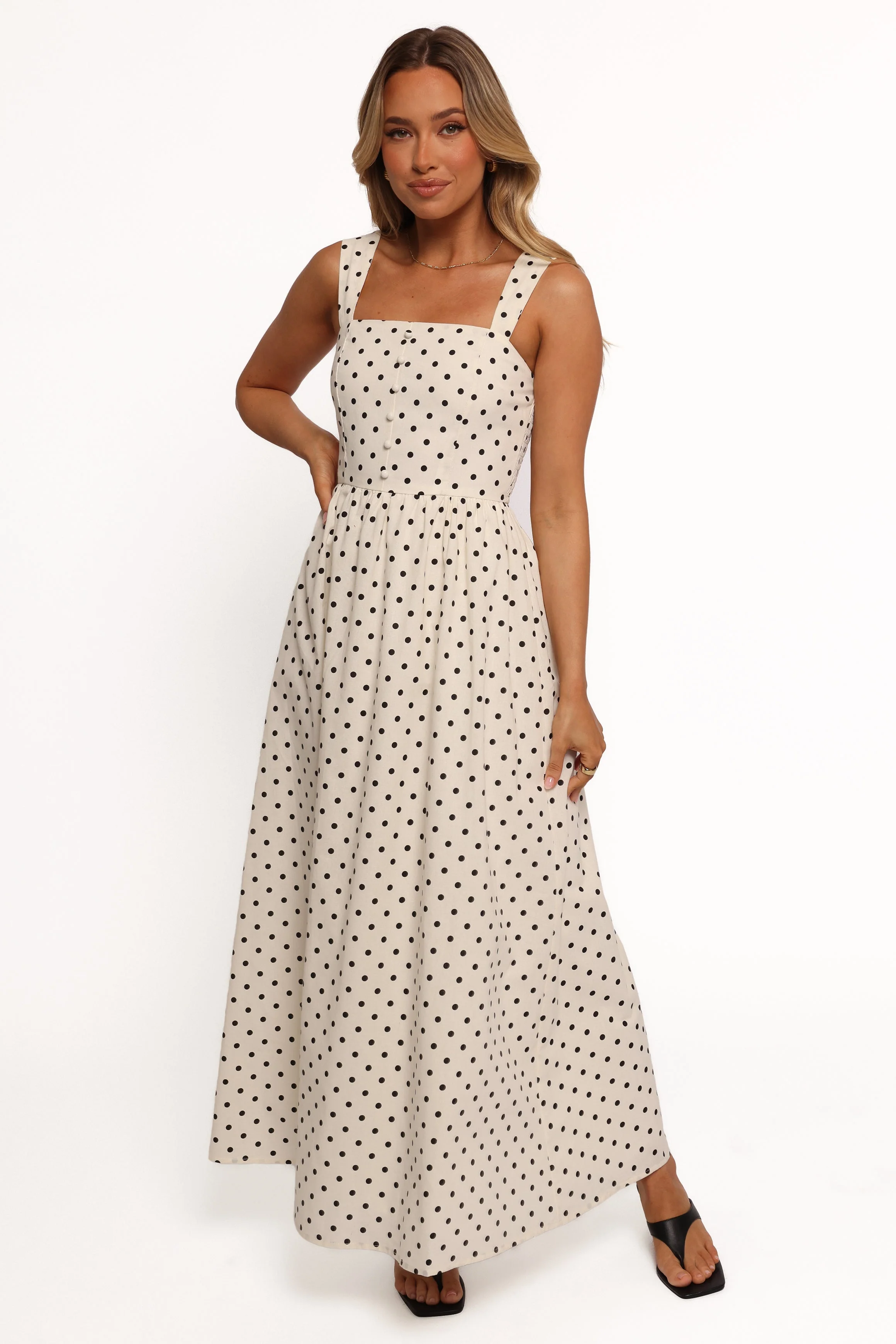 Jenni Maxi Dress - White Polka Dot