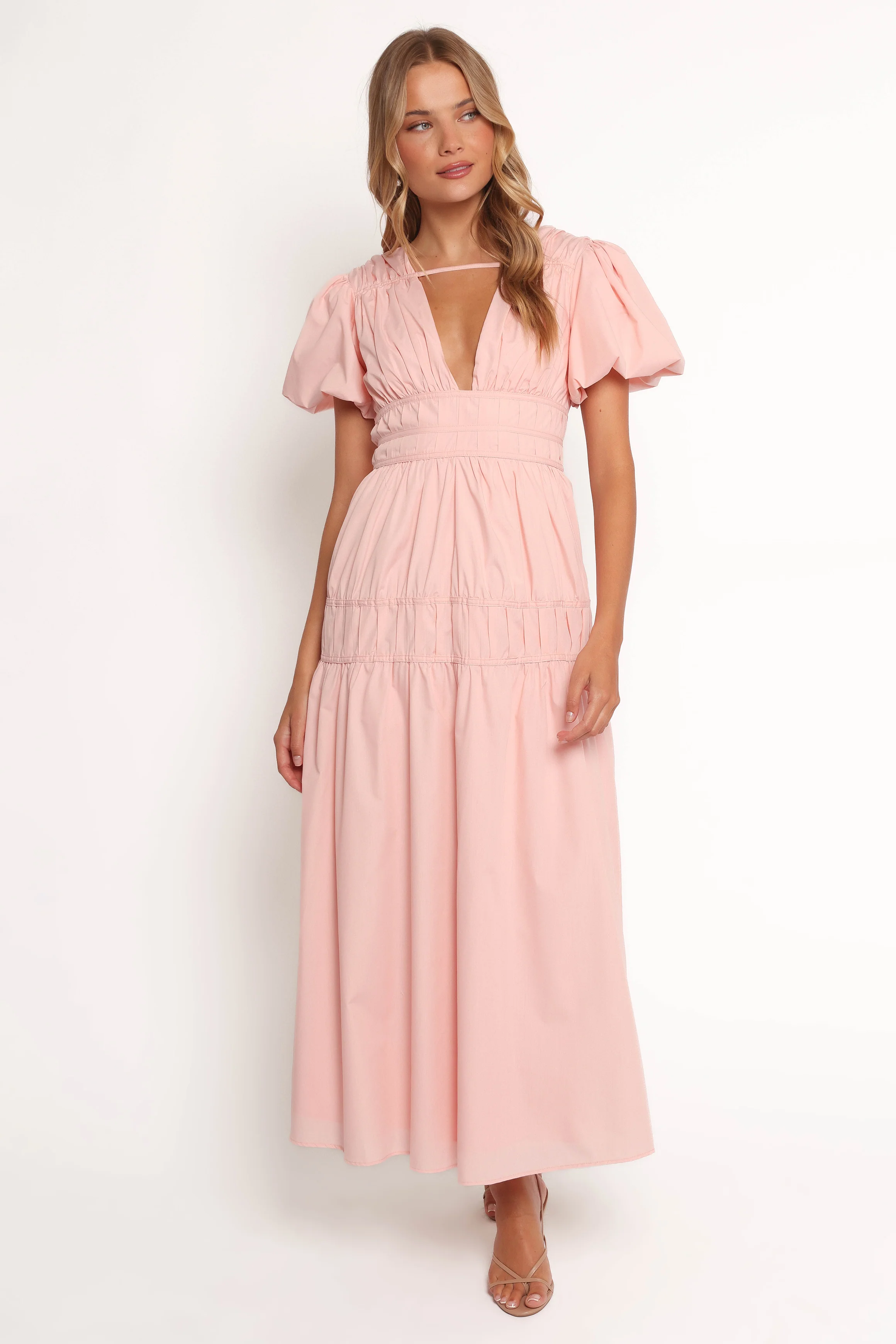 Joedy Puff Sleeve Midi Dress - Pale Pink