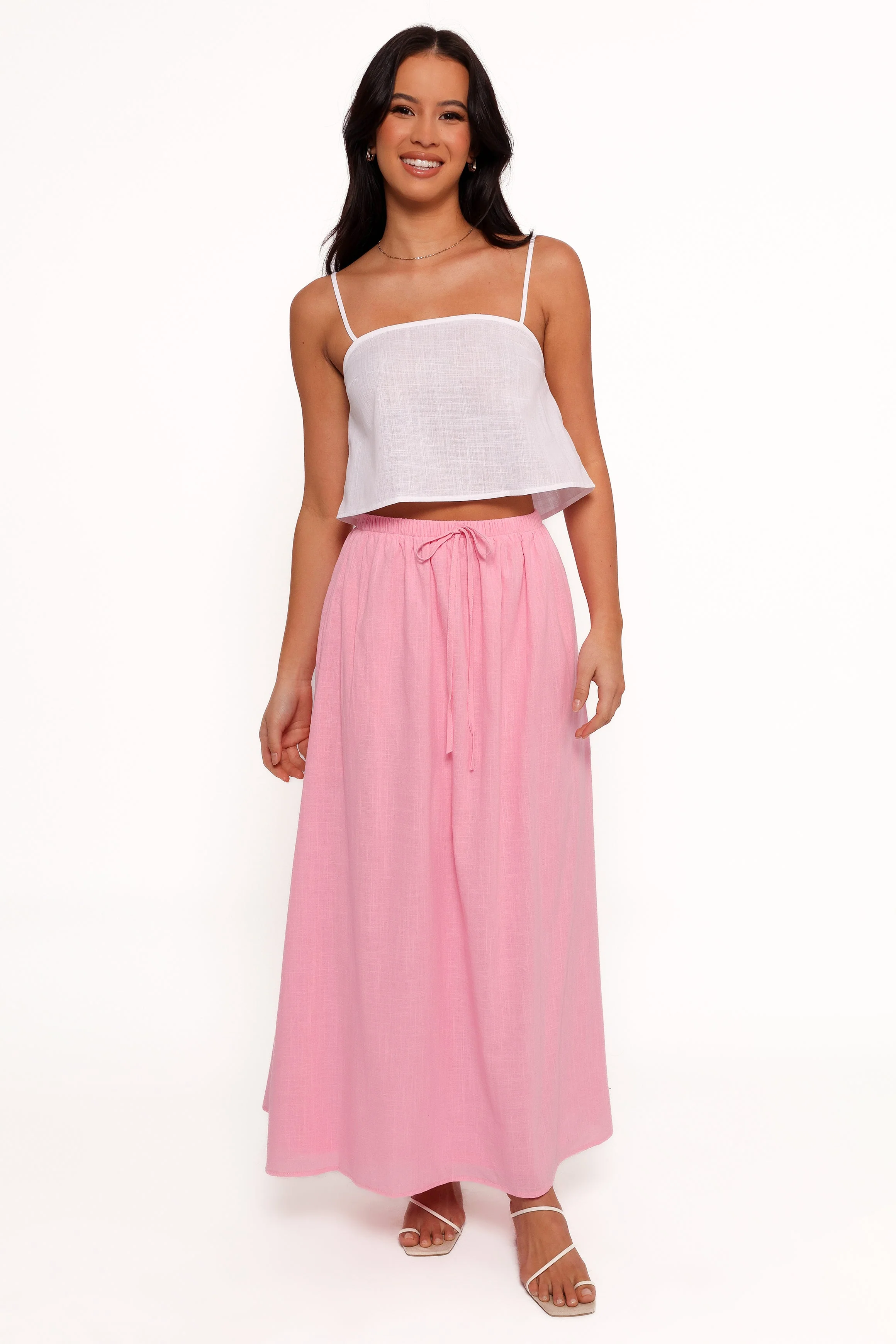 Simone Skirt Set - White Pink