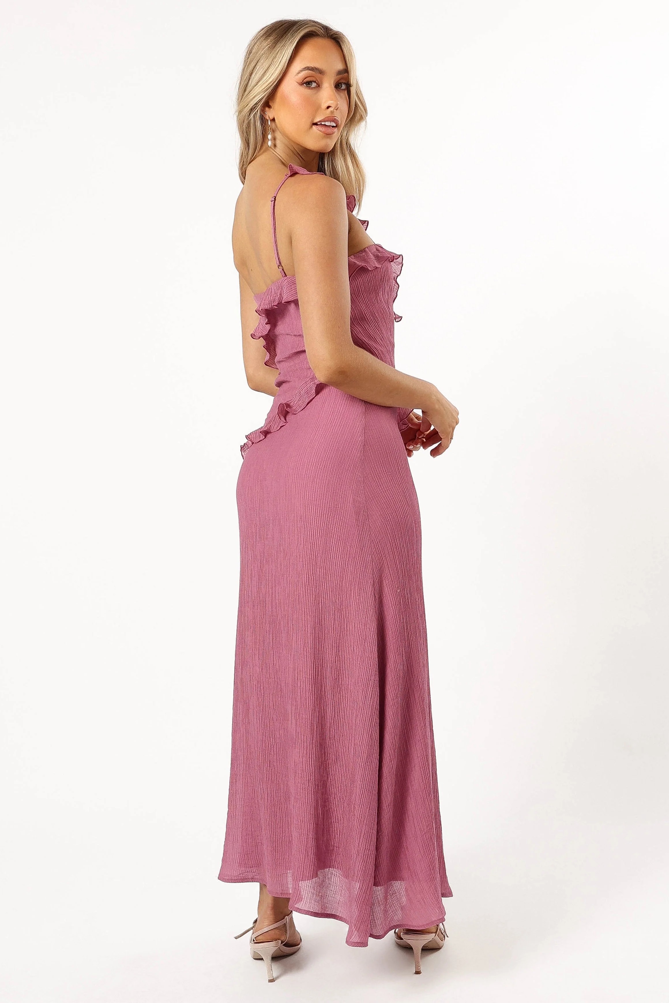 Ainslee One Shoulder Maxi Dress - Pink
