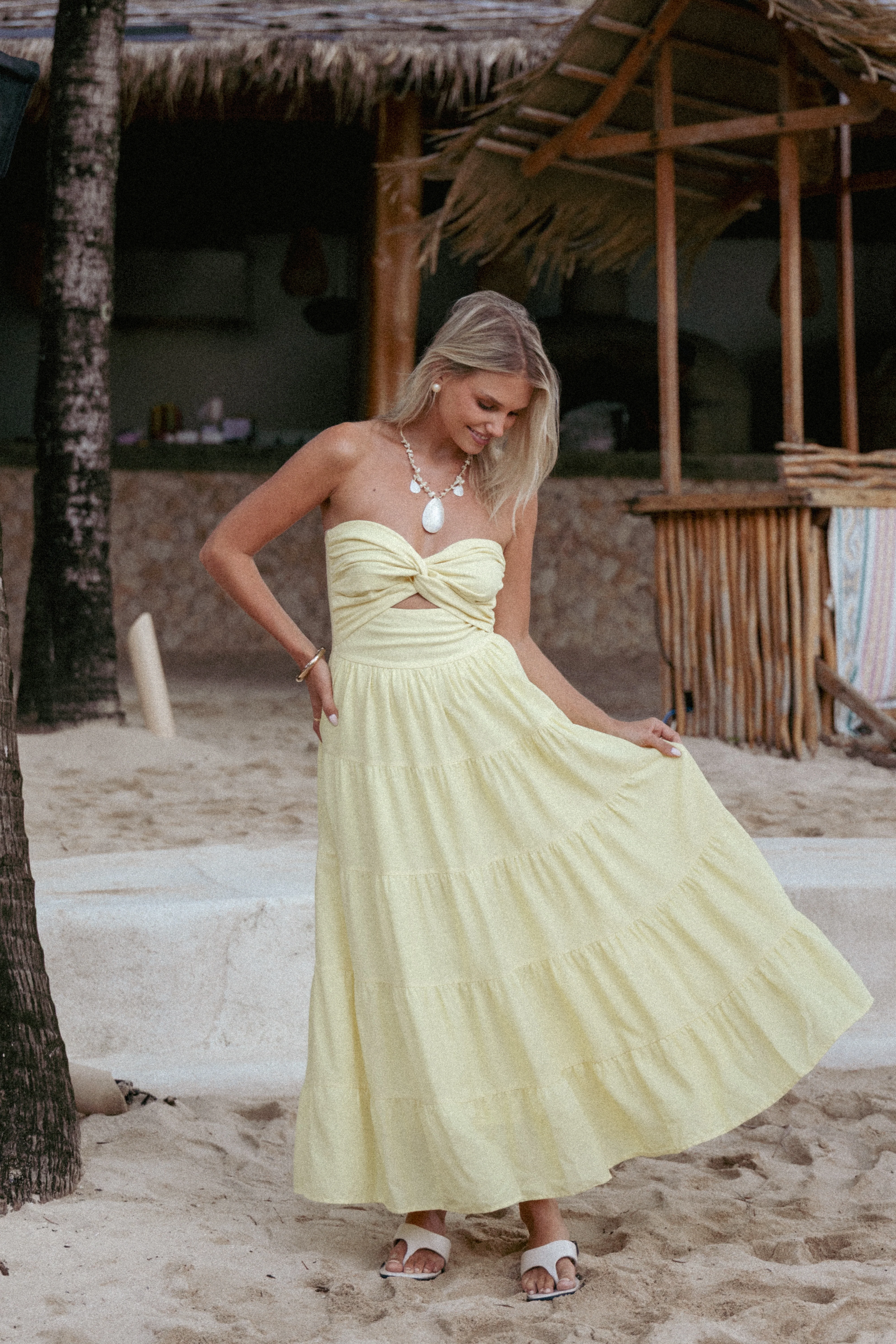 Sitara Strapless Midi Dress - Yellow