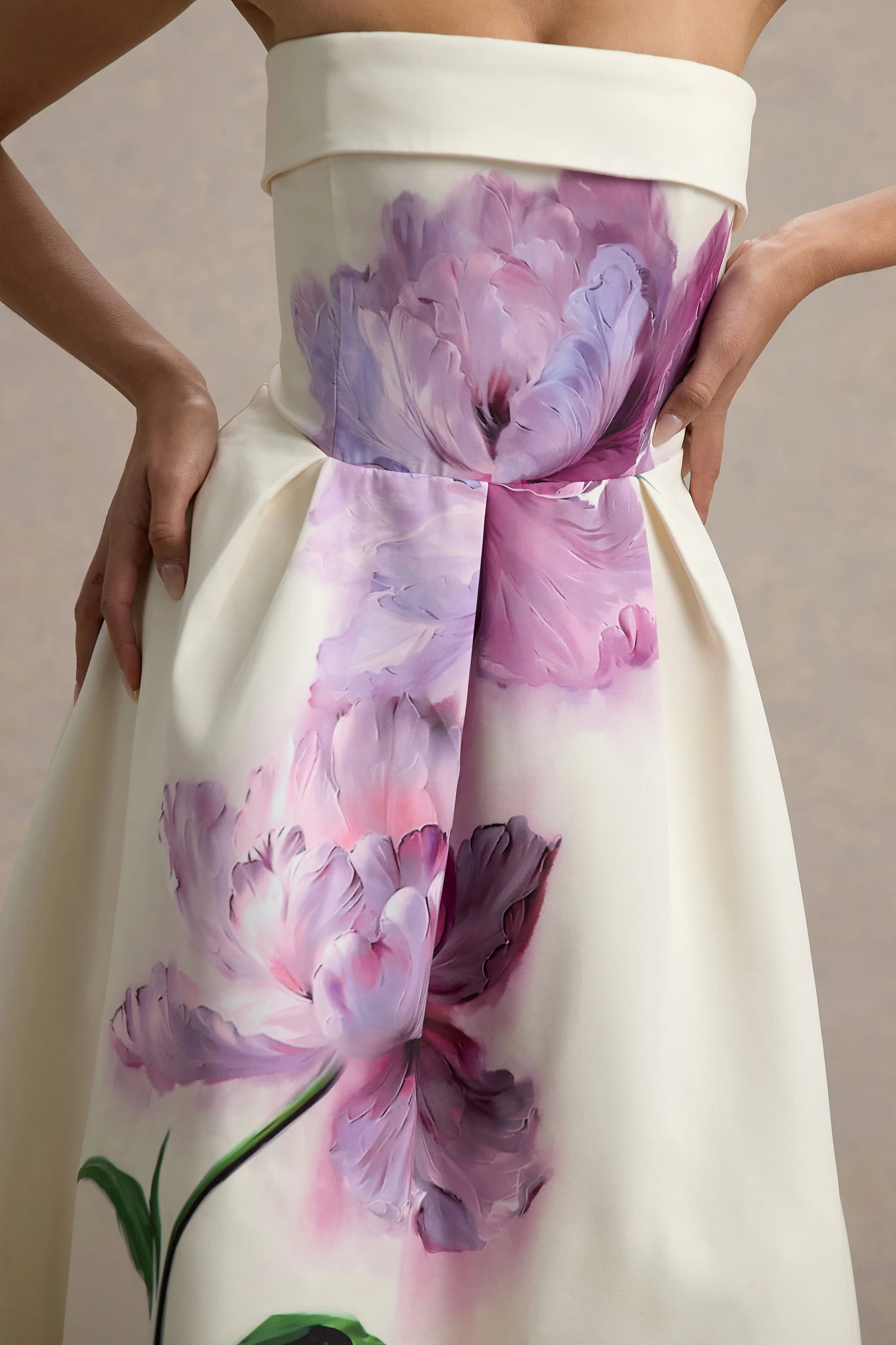 Annalise | Peony Floral Print Bandeau Skater Midi Dress