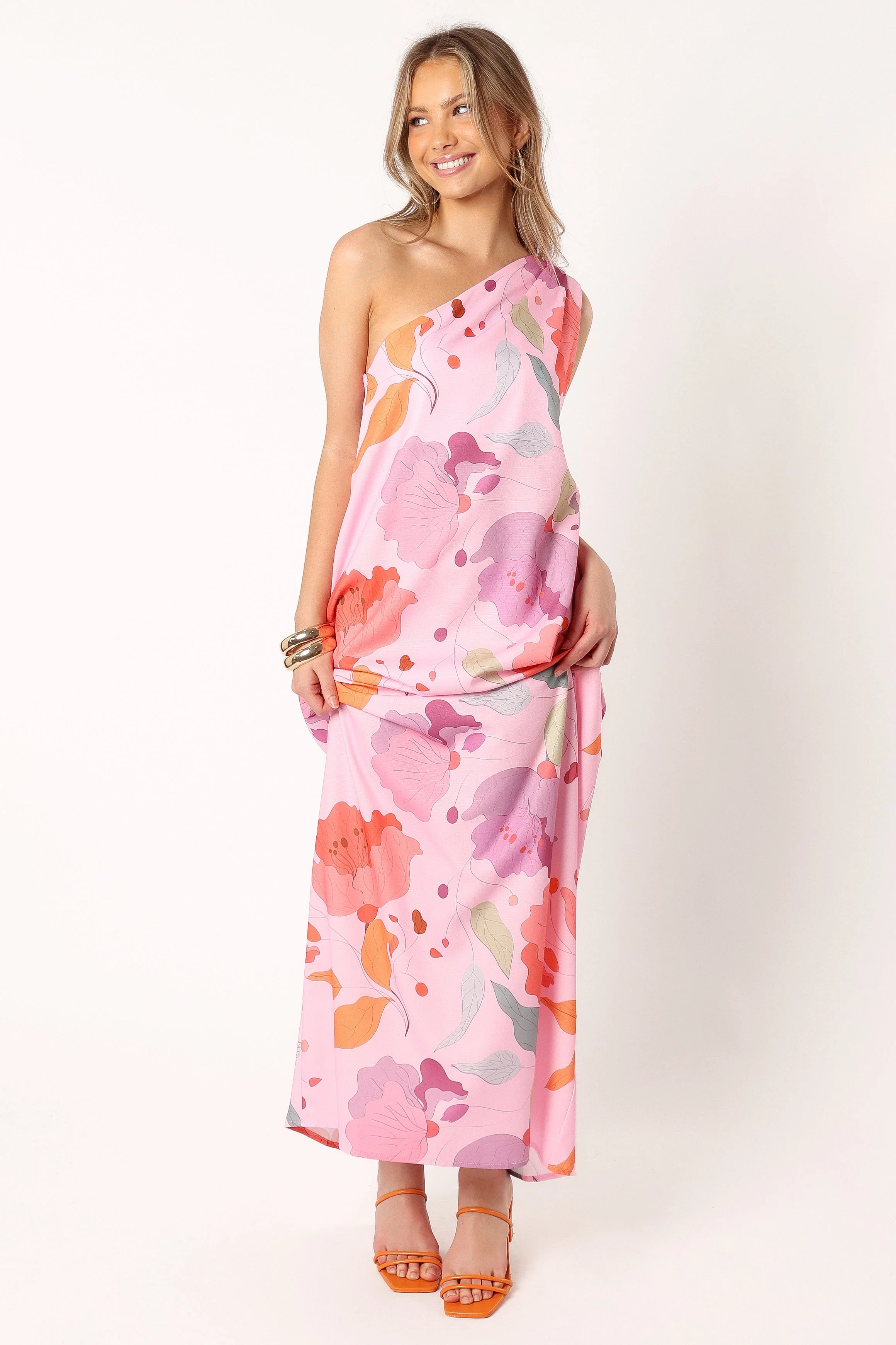 Tillie One Shoulder Maxi Dress - Pink Floral