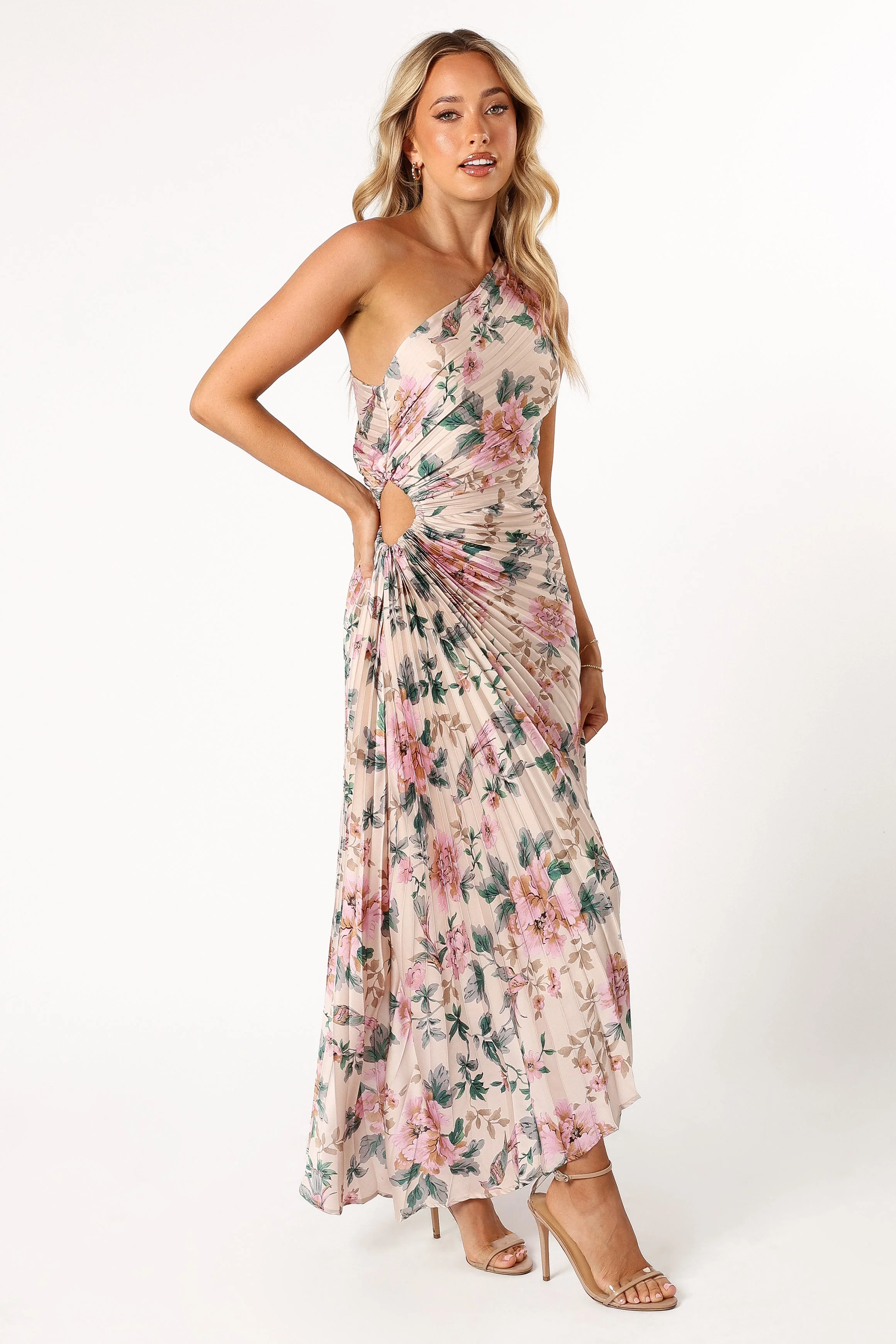 Kleo One Shoulder Maxi Dress - Pink Floral