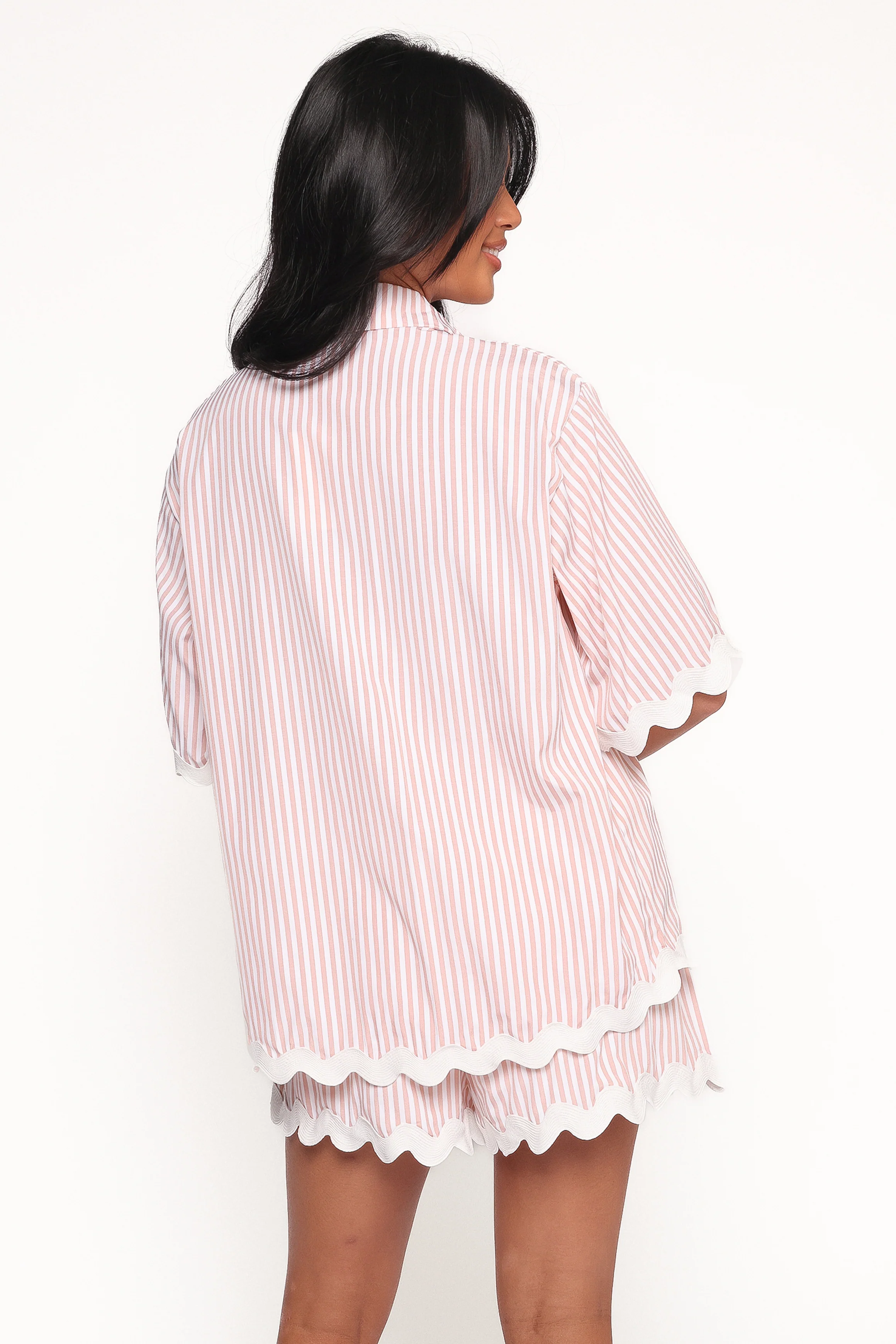 Wilson Short Set - Peach Stripe White