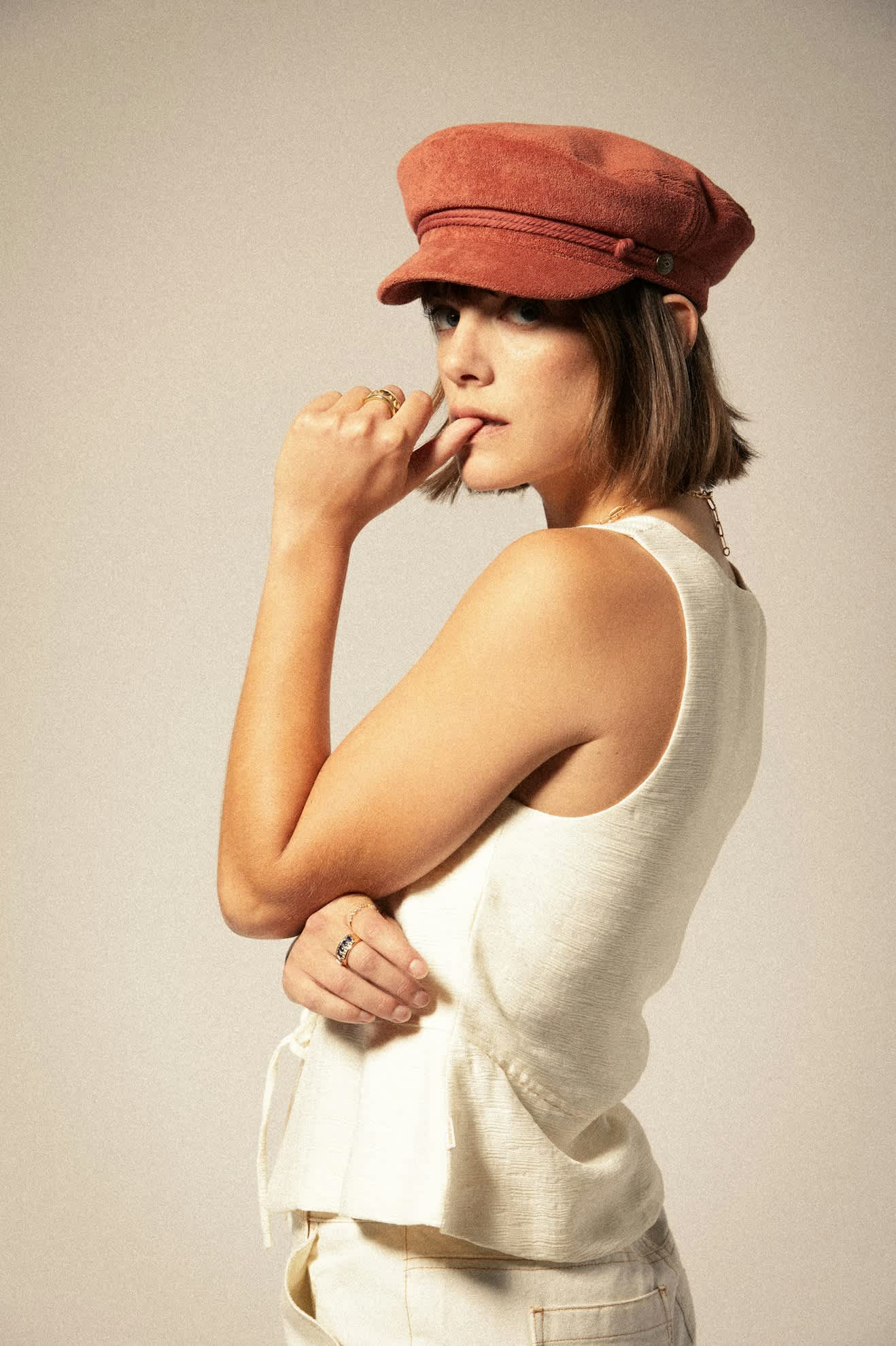 Fiddler Fisherman Cap - Burnt Brick Terry Cloth