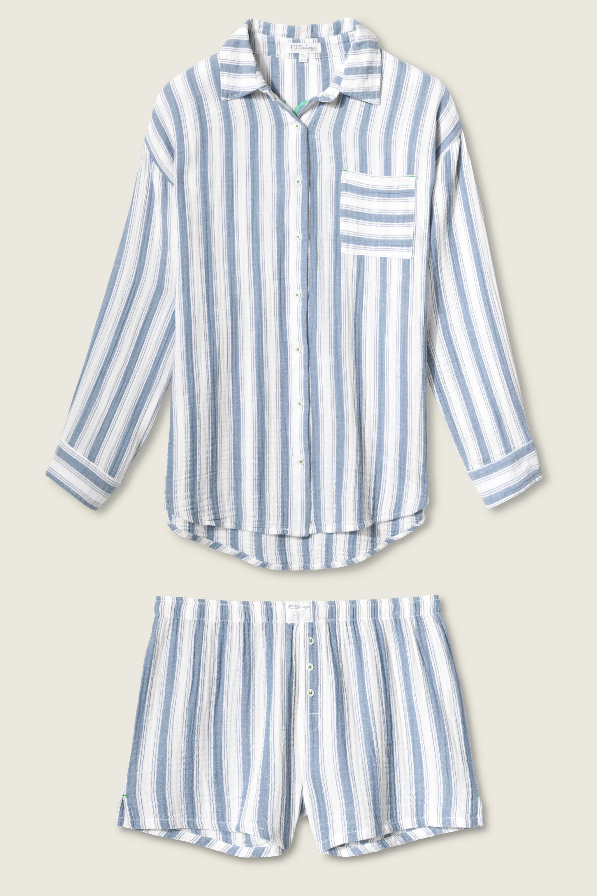 Back From The Beach Striped Gauze Loungewear Set