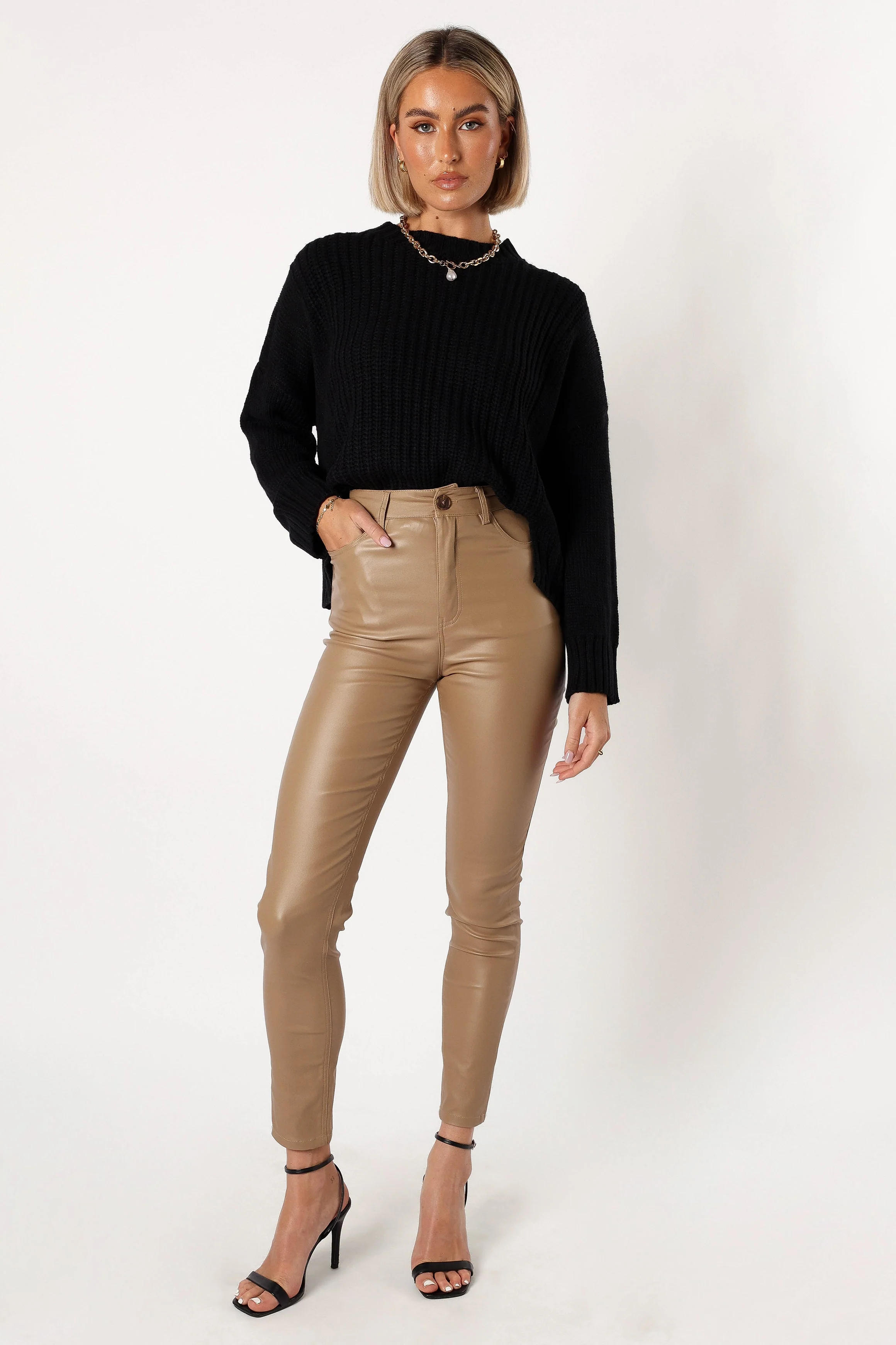 Sammie Vegan Leather Pants - Tan