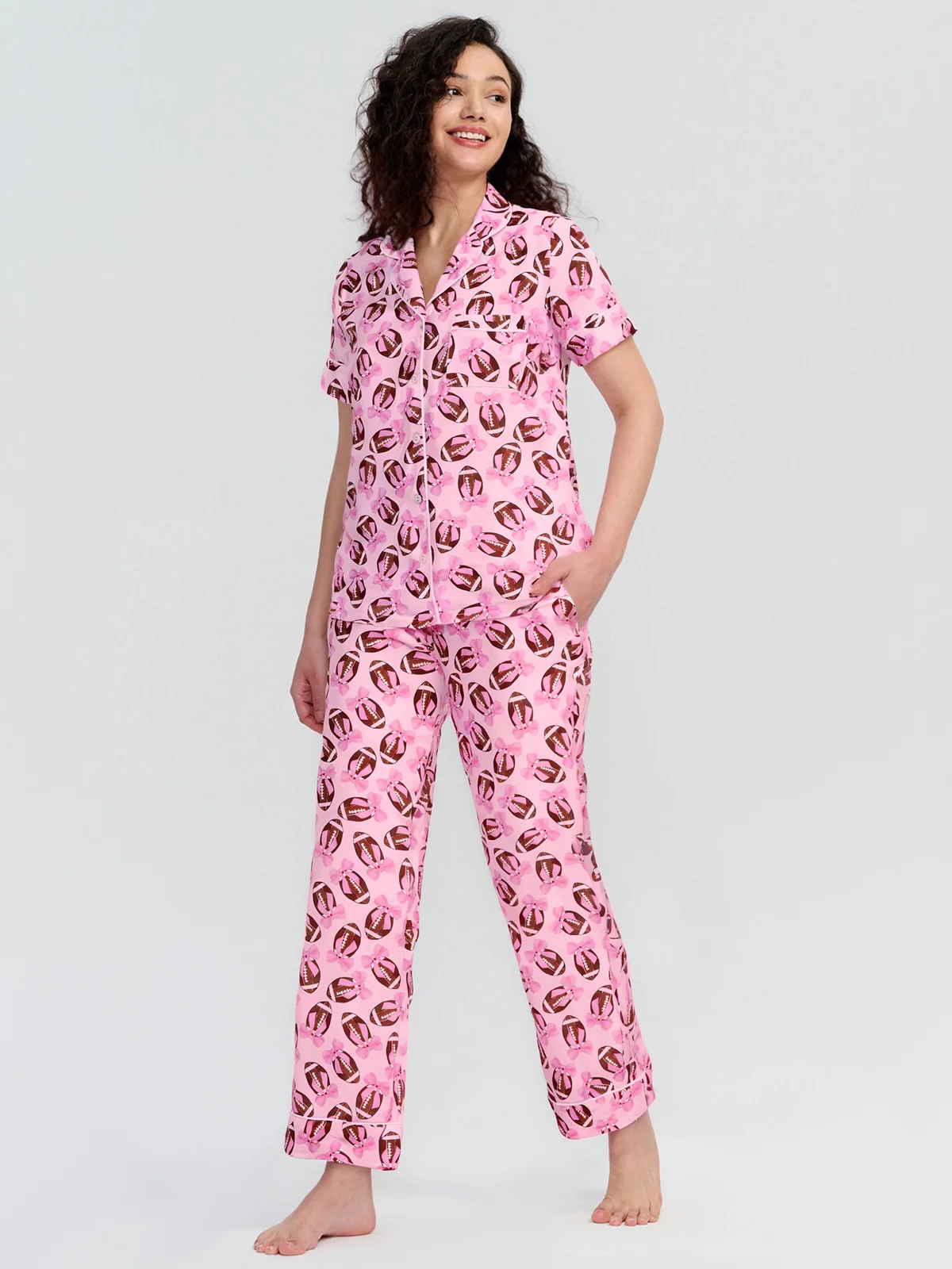 Football Short Sleeve Pajamas Set