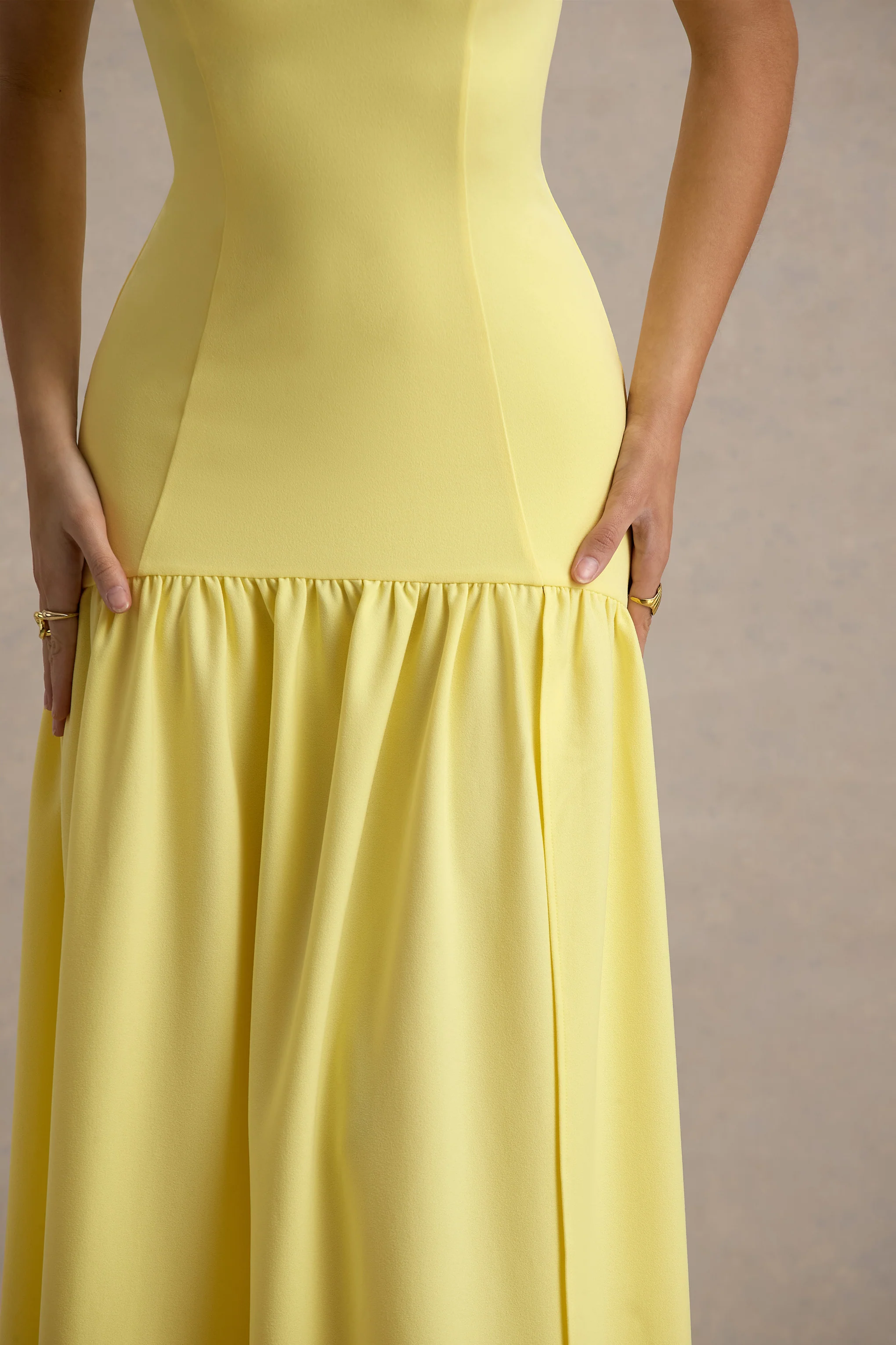 Penny | Lemon Bandeau Drop-Waist Maxi Dress
