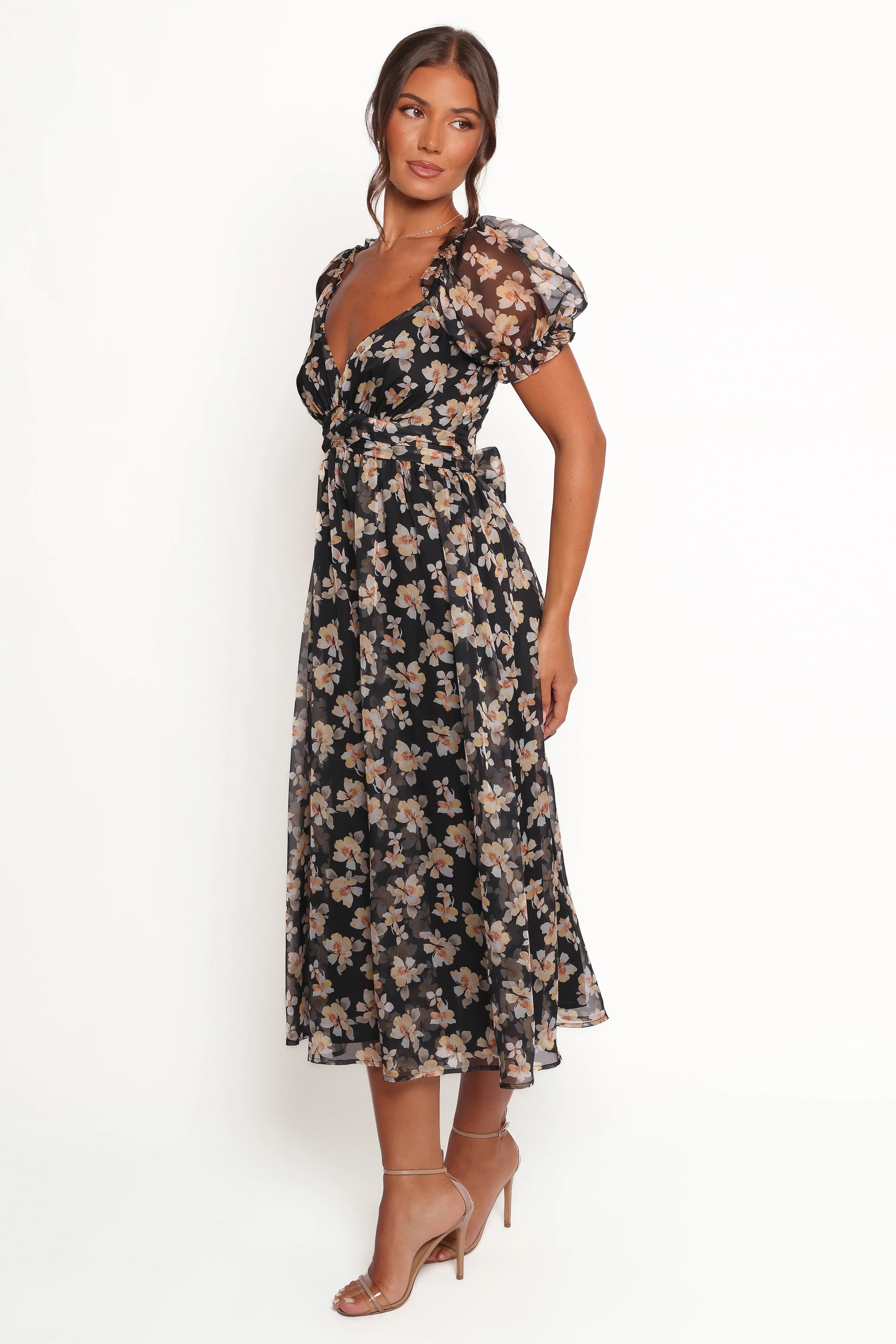 Farryn Maxi Dress - Black Beige Floral