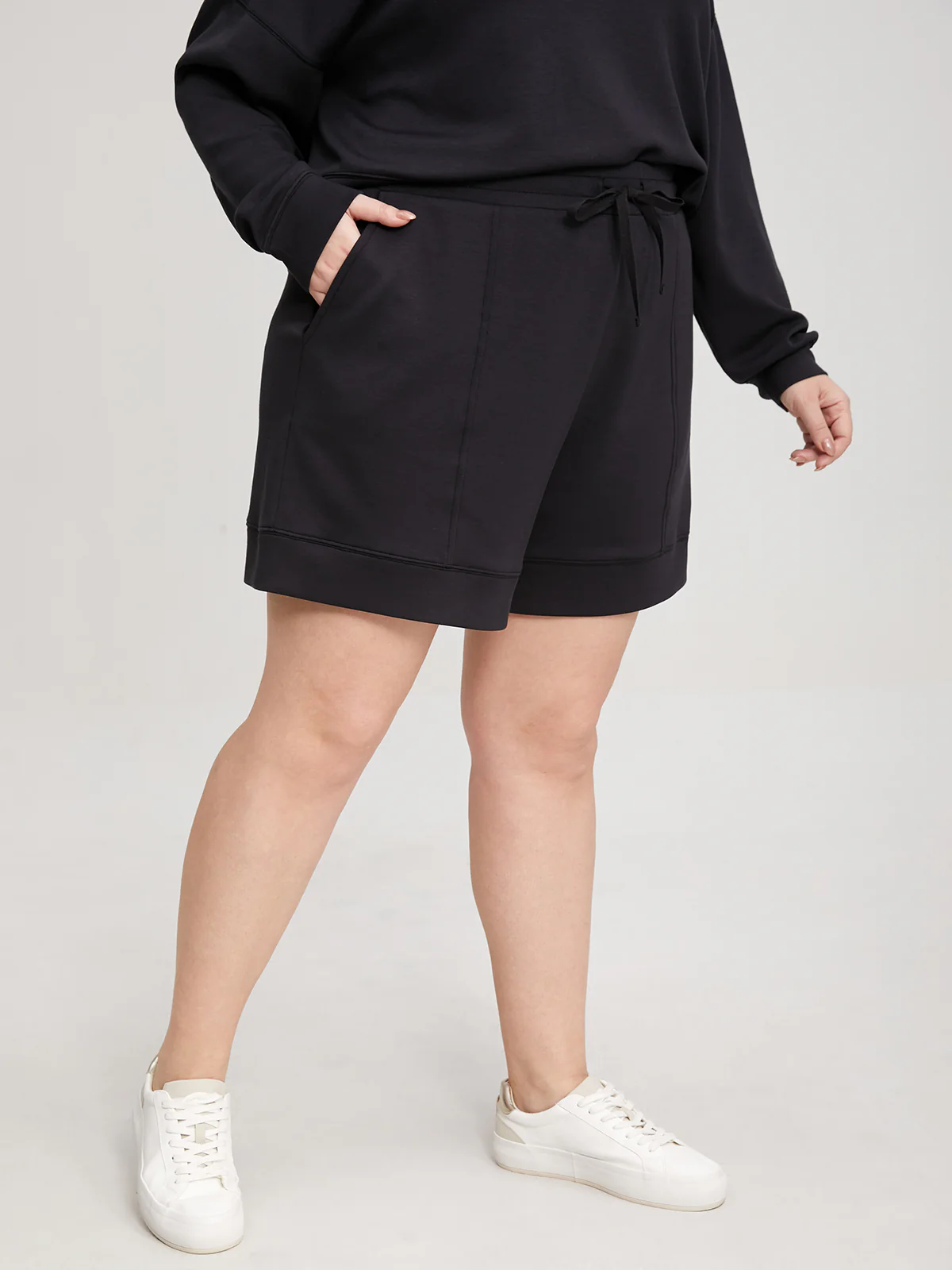 Plus Belted Pintuck Shorts