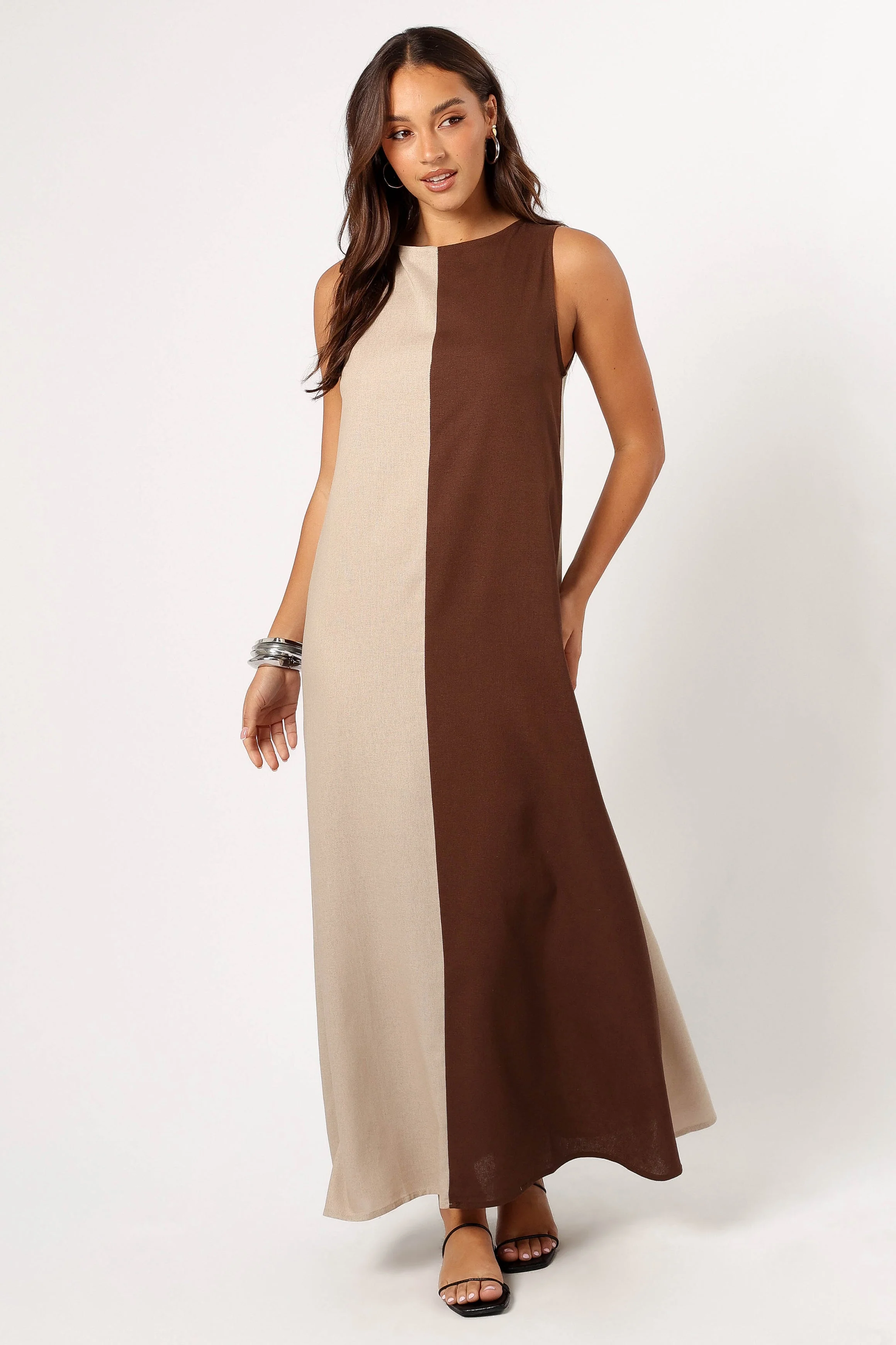 Lindi Maxi Dress - Brown/Beige