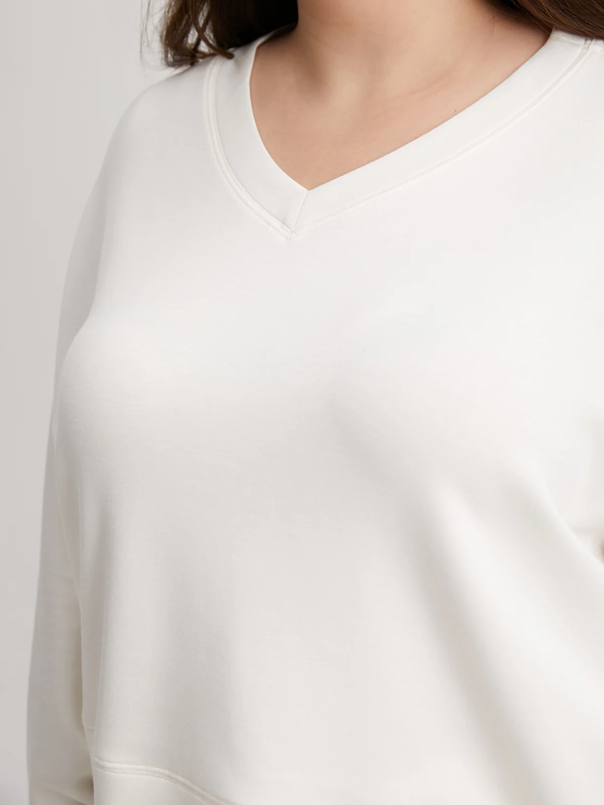 Plus V-Neck Crop Sweatshirt