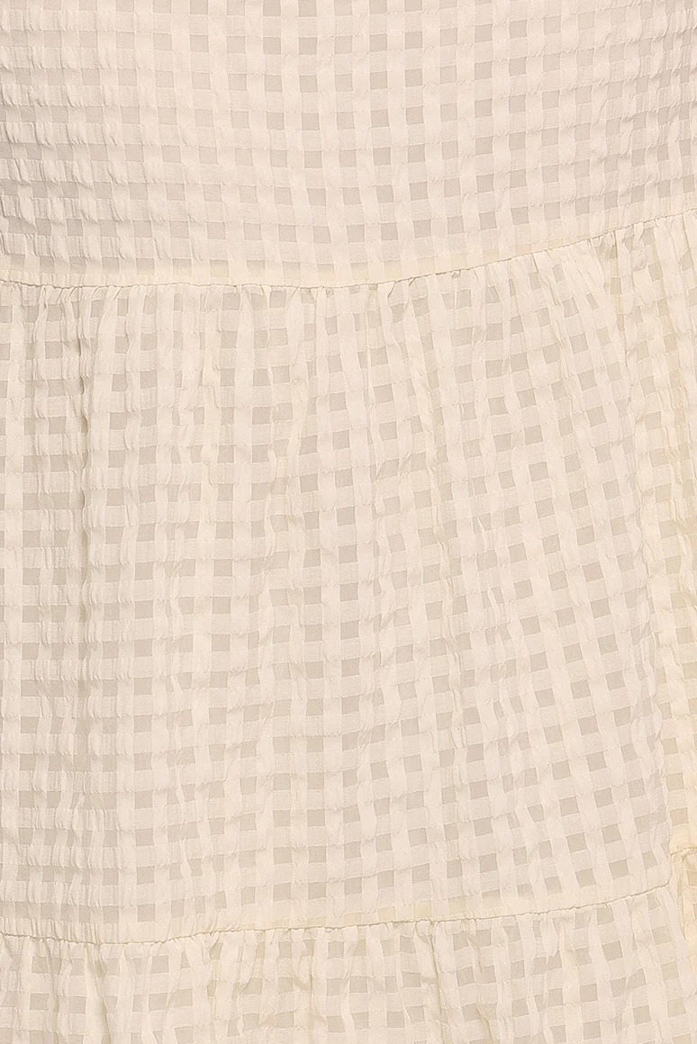 Farica Gingham Midi Skirt - Cream
