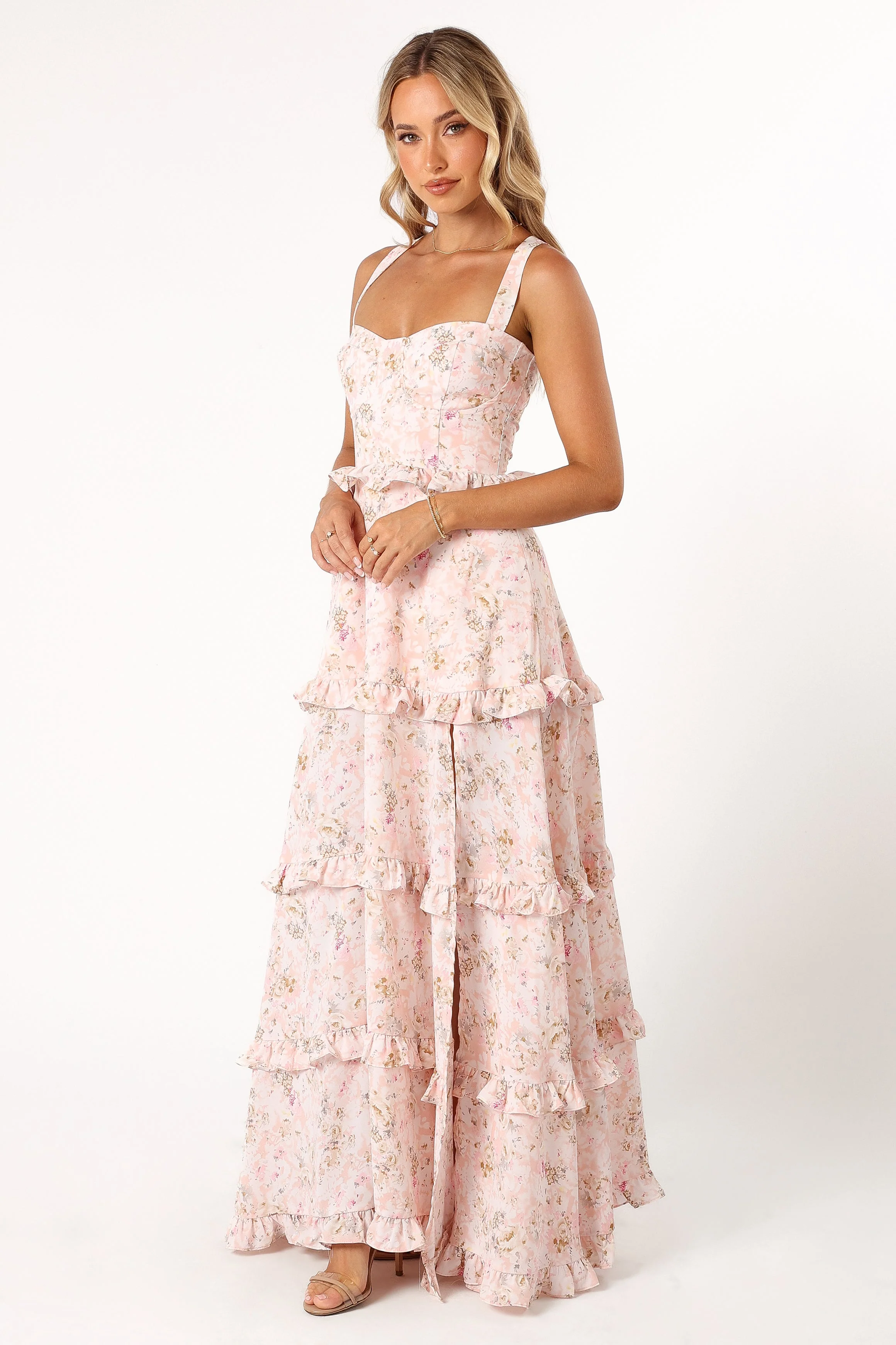 Lillee Tiered Maxi Dress - Pink Floral