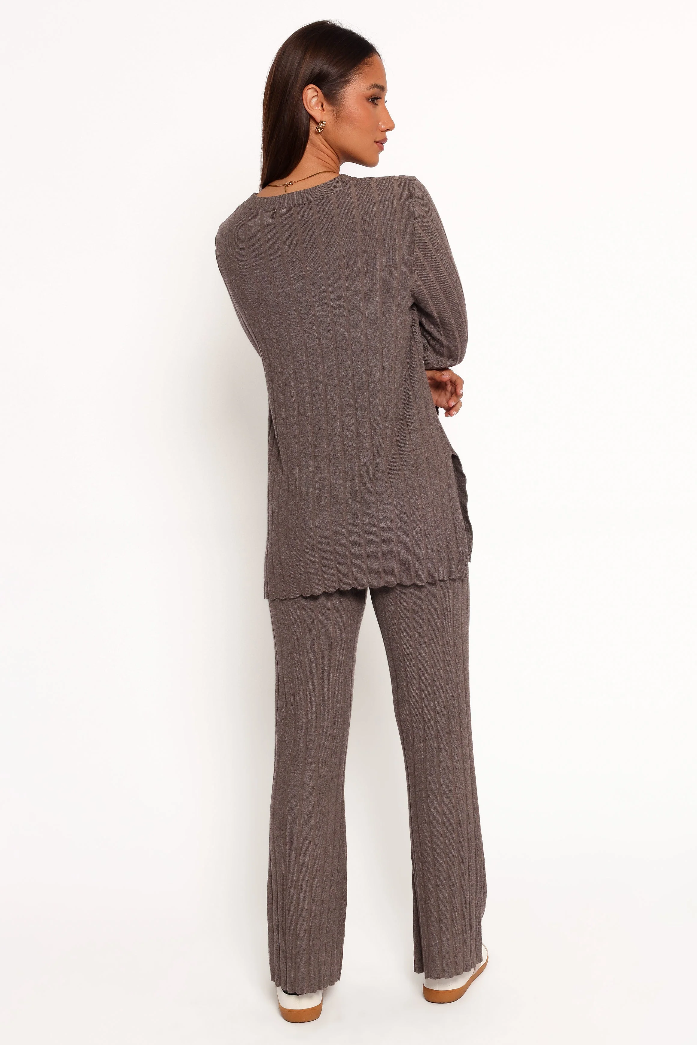 Silvie Long Sleeve Knitted Set - Charcoal Grey