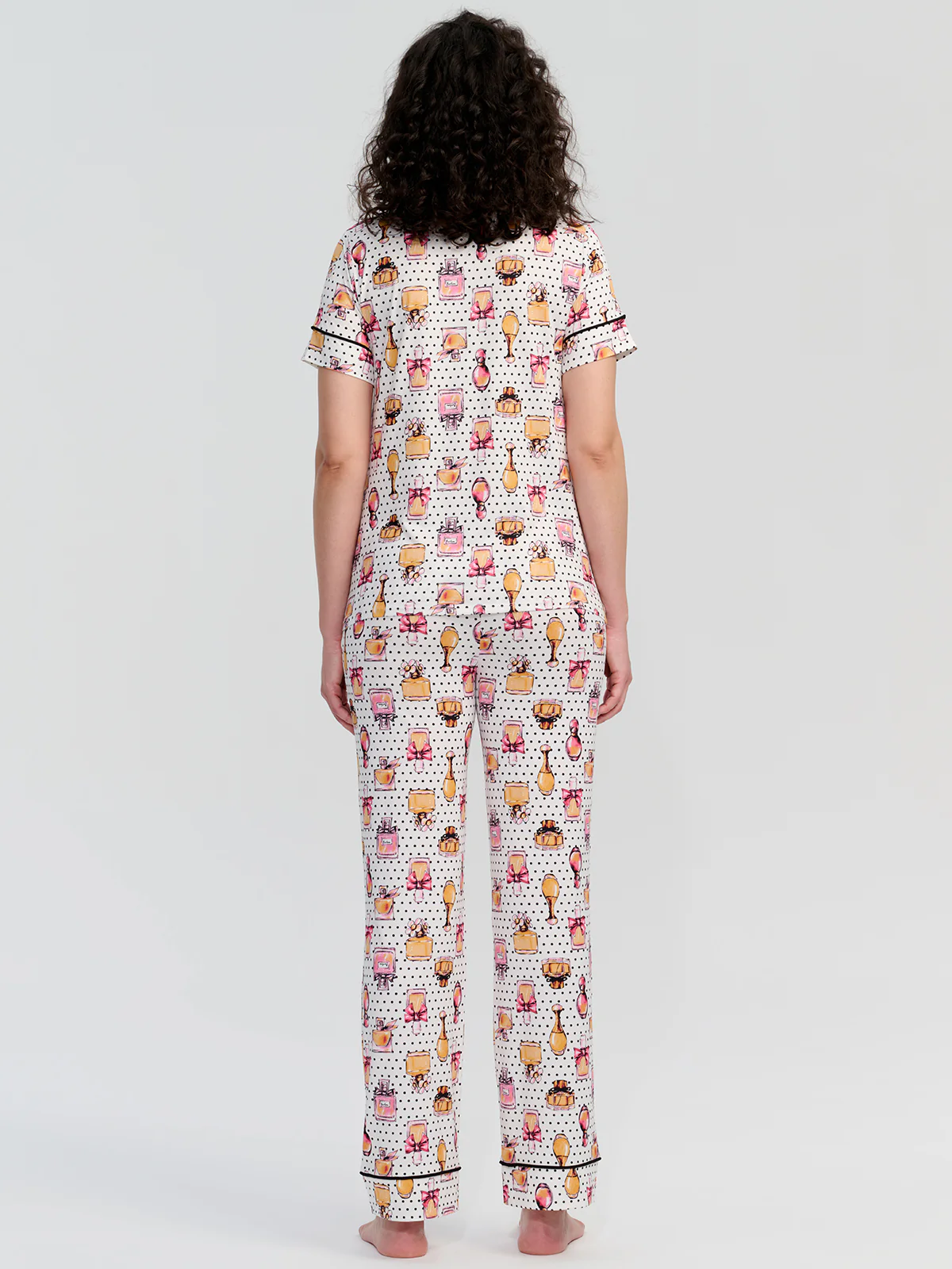 Perfume Print Short Sleeve Pajamas Set