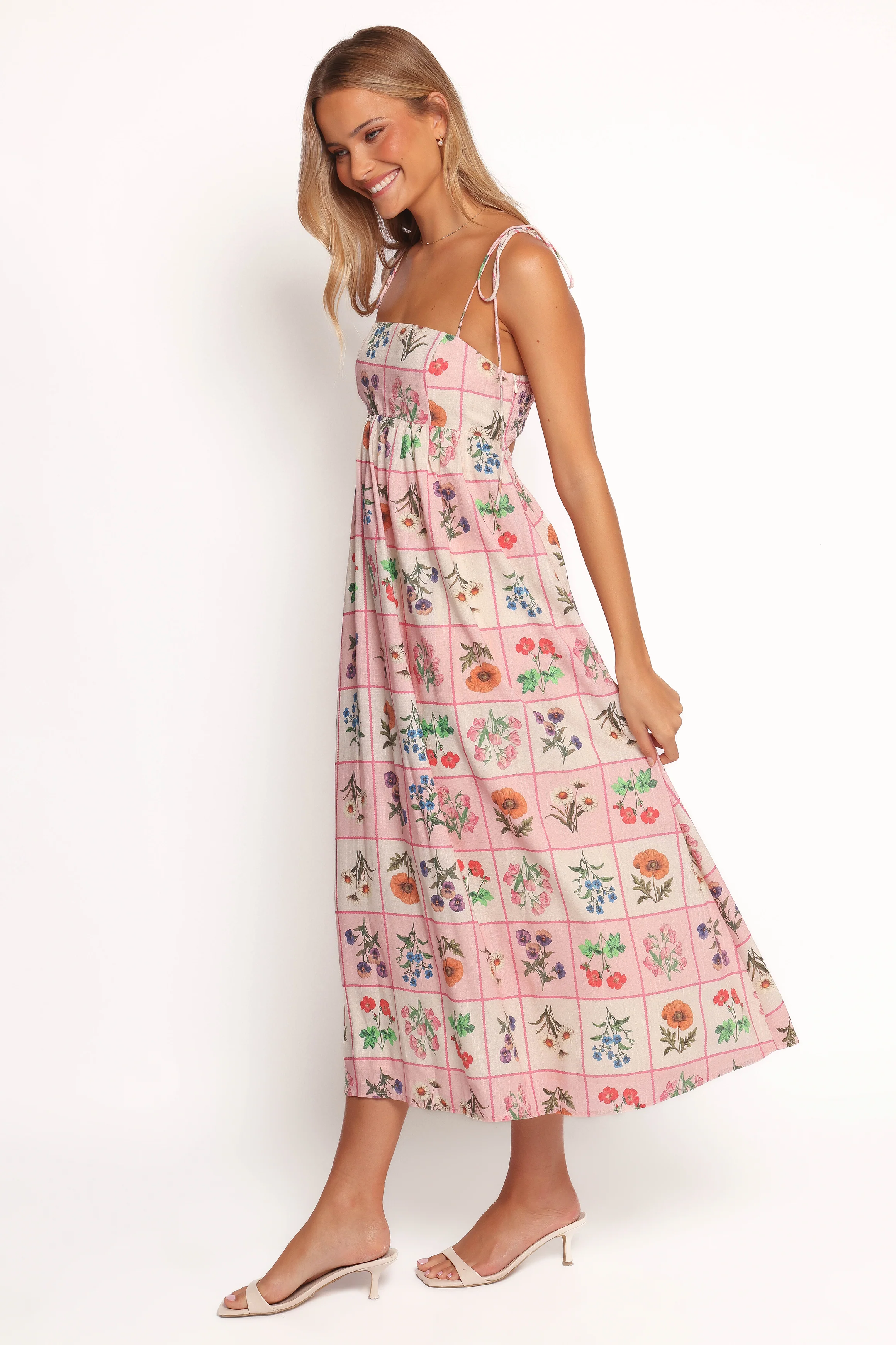Simona Maxi Dress - Pink Floral Tile