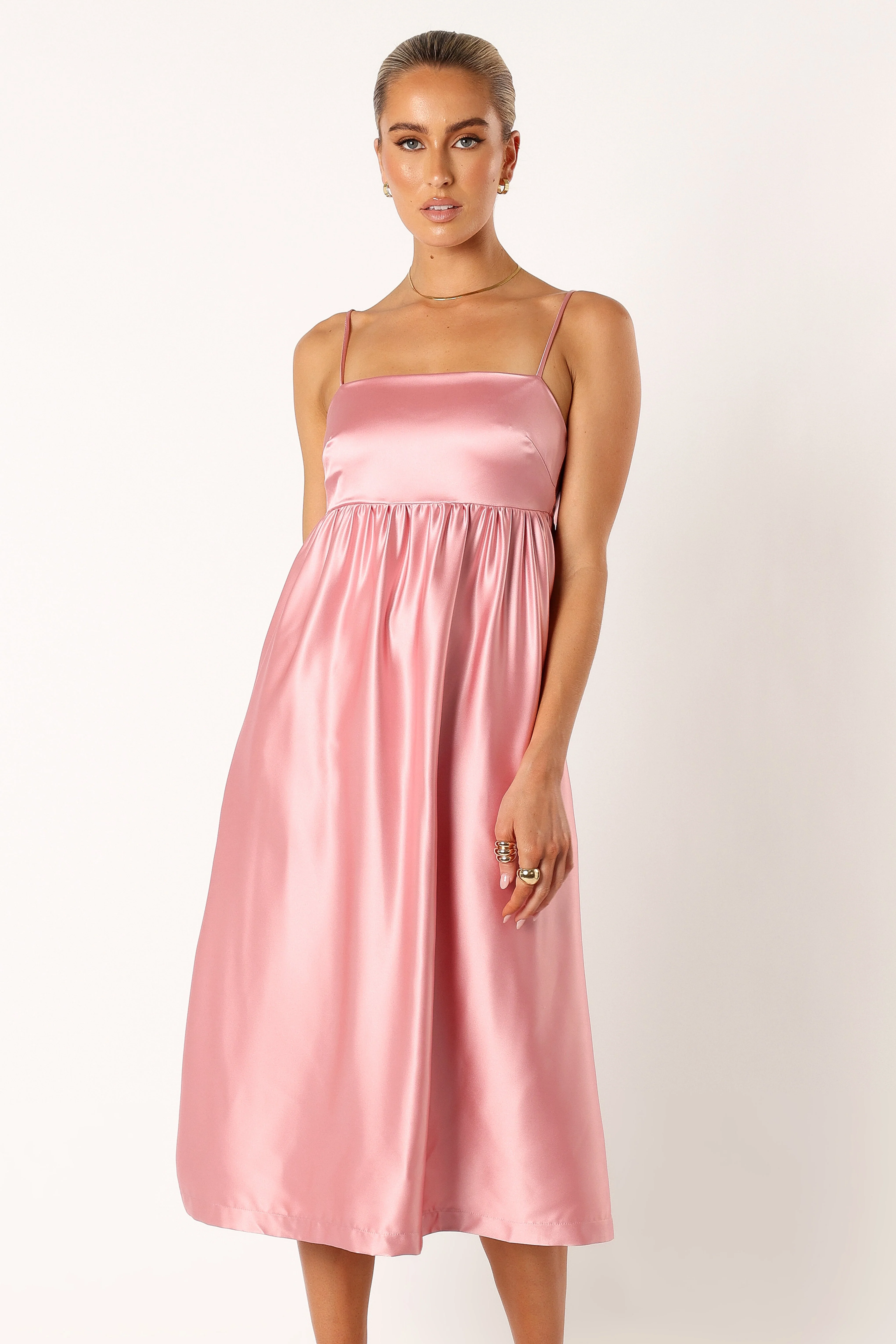 Teagan Bow Back Midi Dress - Soft Pink