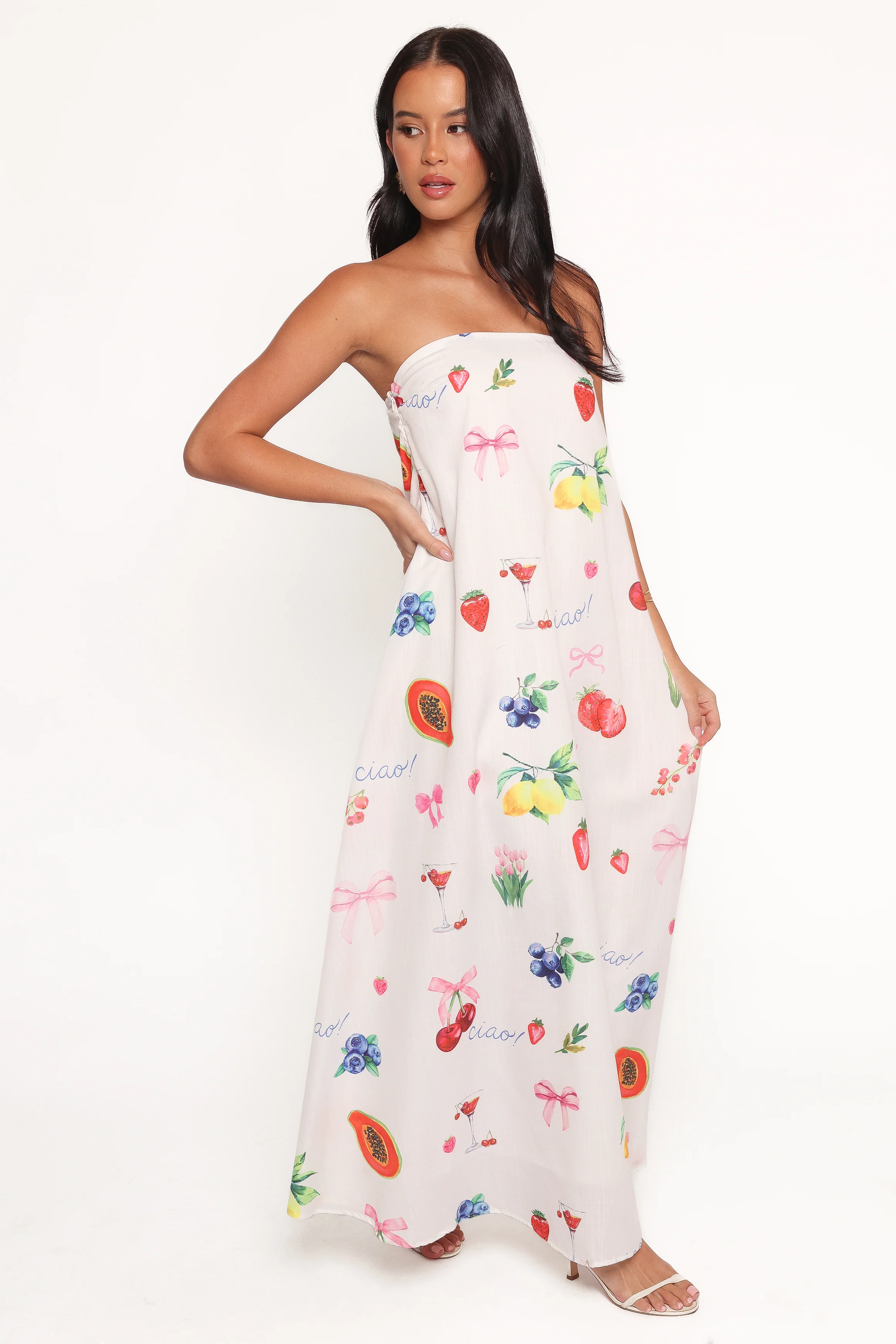 Soph Strapless Maxi Dress - Ciao Bow Print