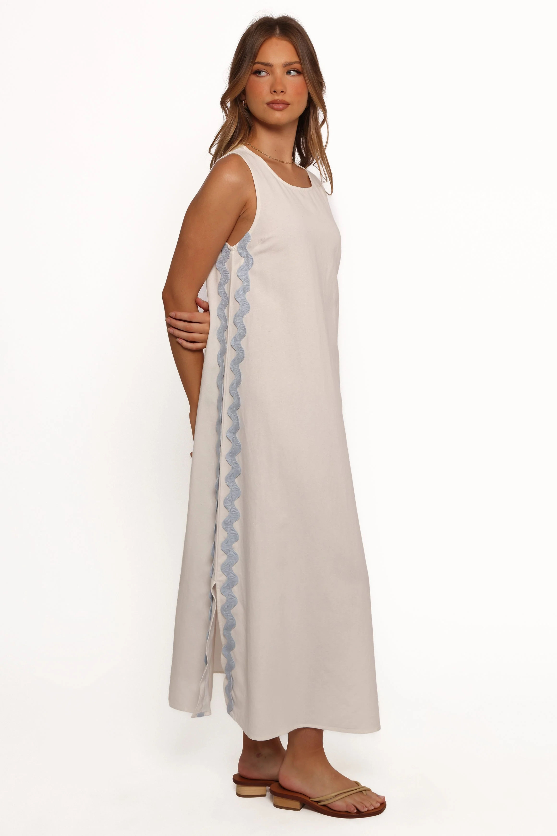 Lennie Midi Dress - Cream Blue