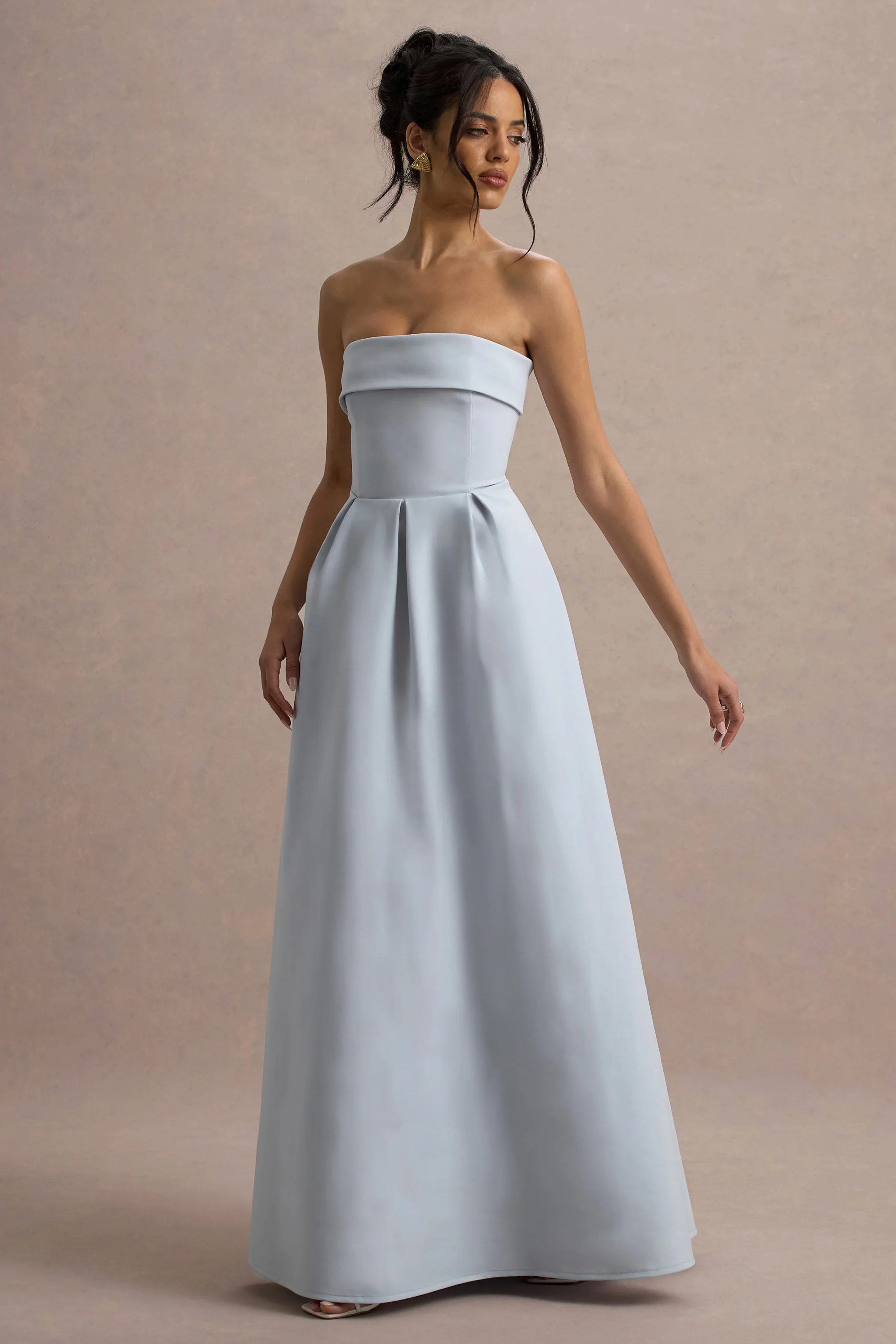 Maddalena | Powder Blue Bandeau Skater Maxi Dress