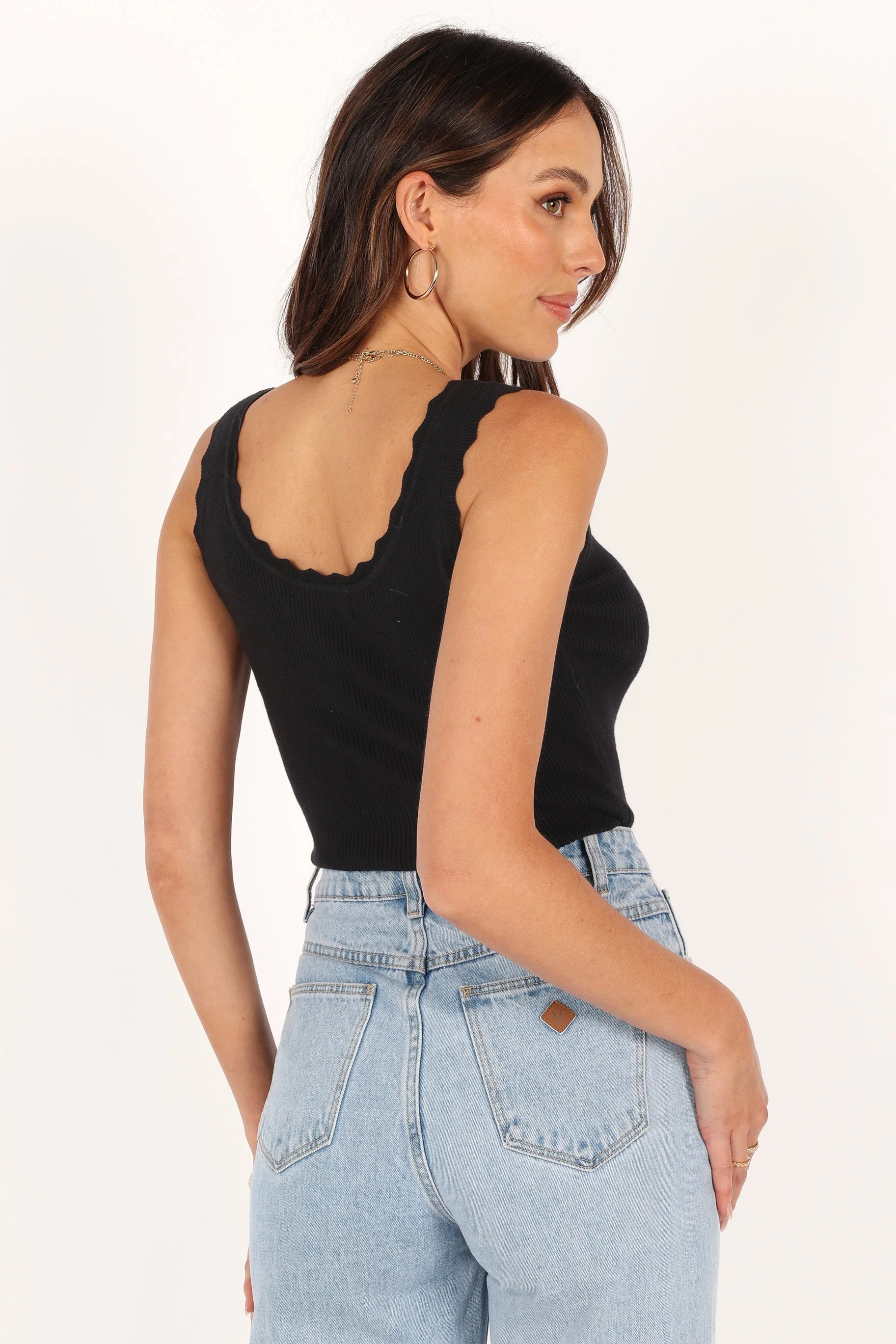 Monique Ribbed Tank Top - Black
