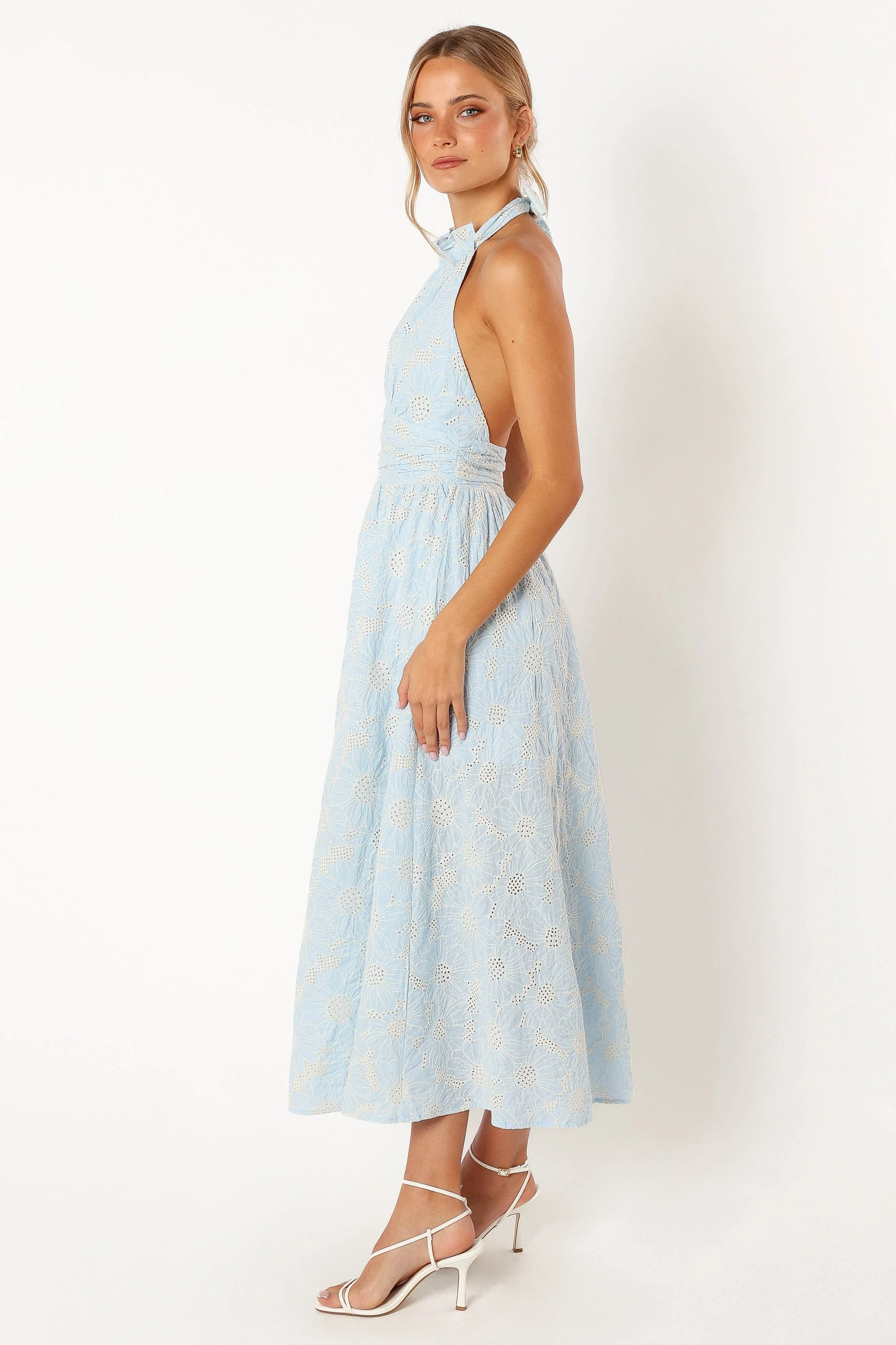 Taila Halterneck Midi Dress - Blue Floral