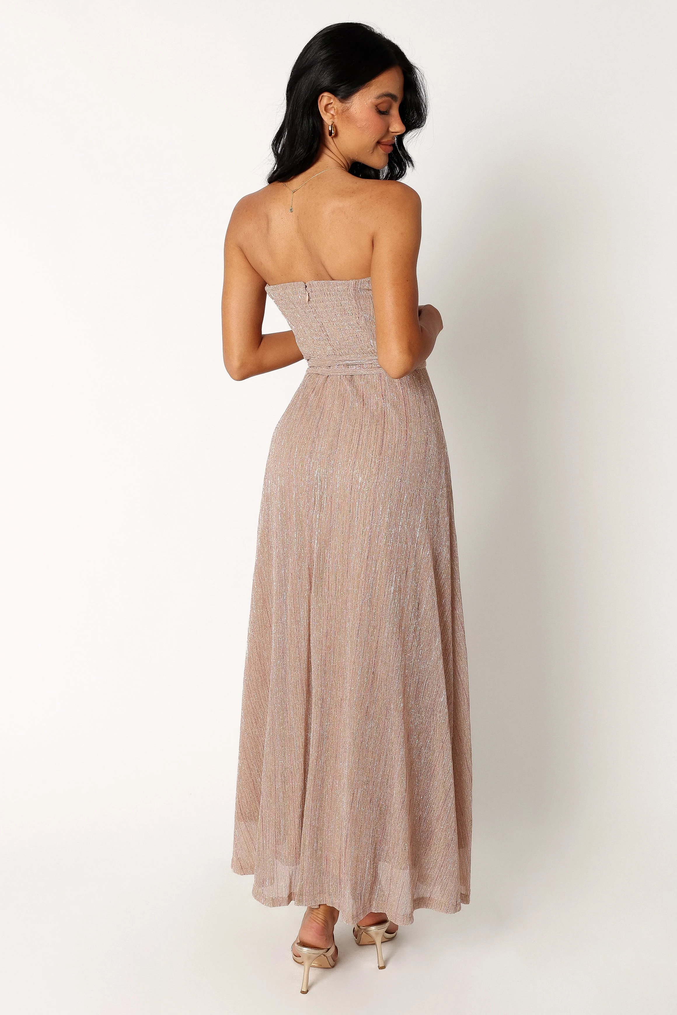 Farley Strapless Maxi Dress - Rose Gold Stripe