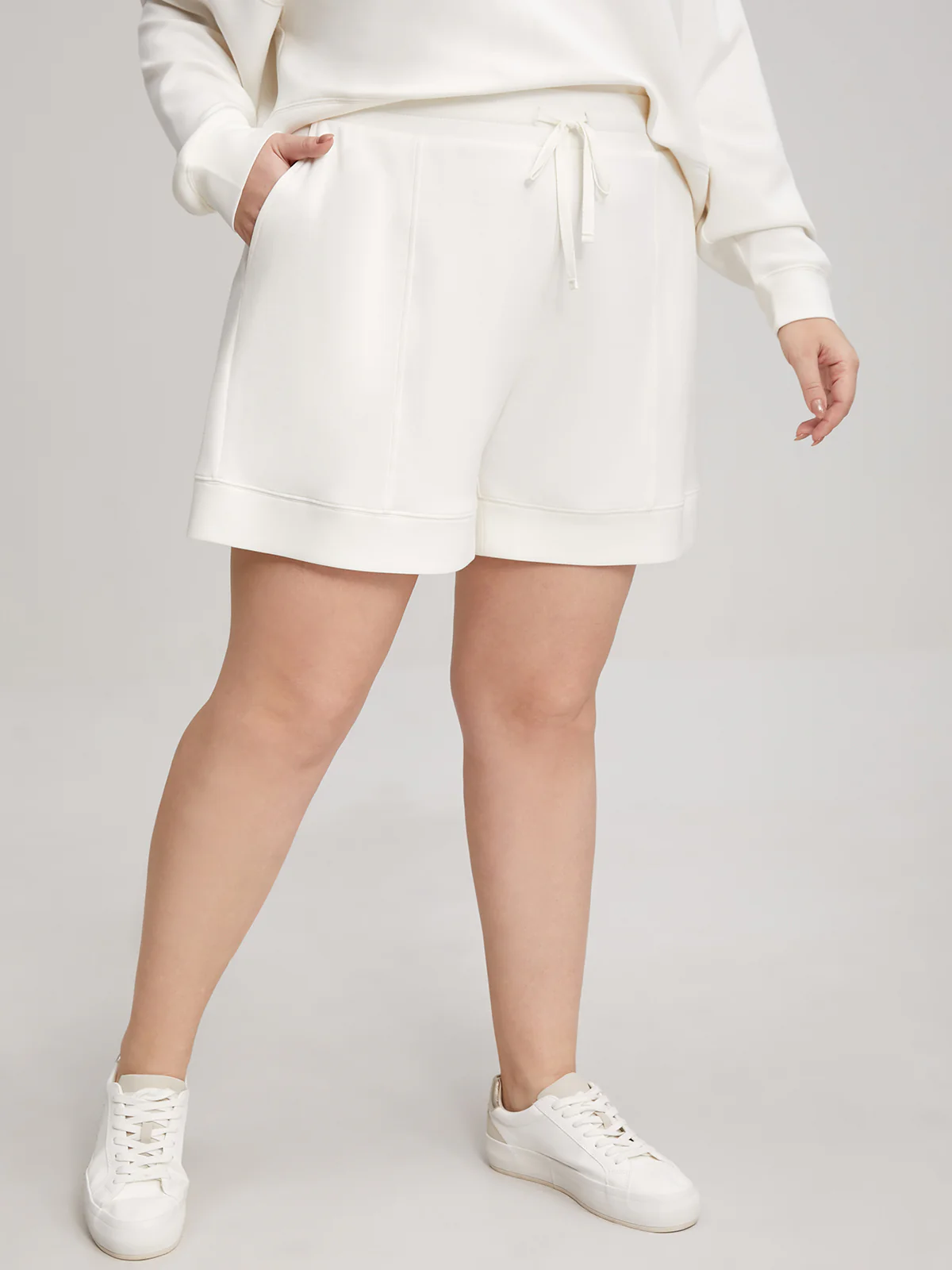 Plus Belted Pintuck Shorts