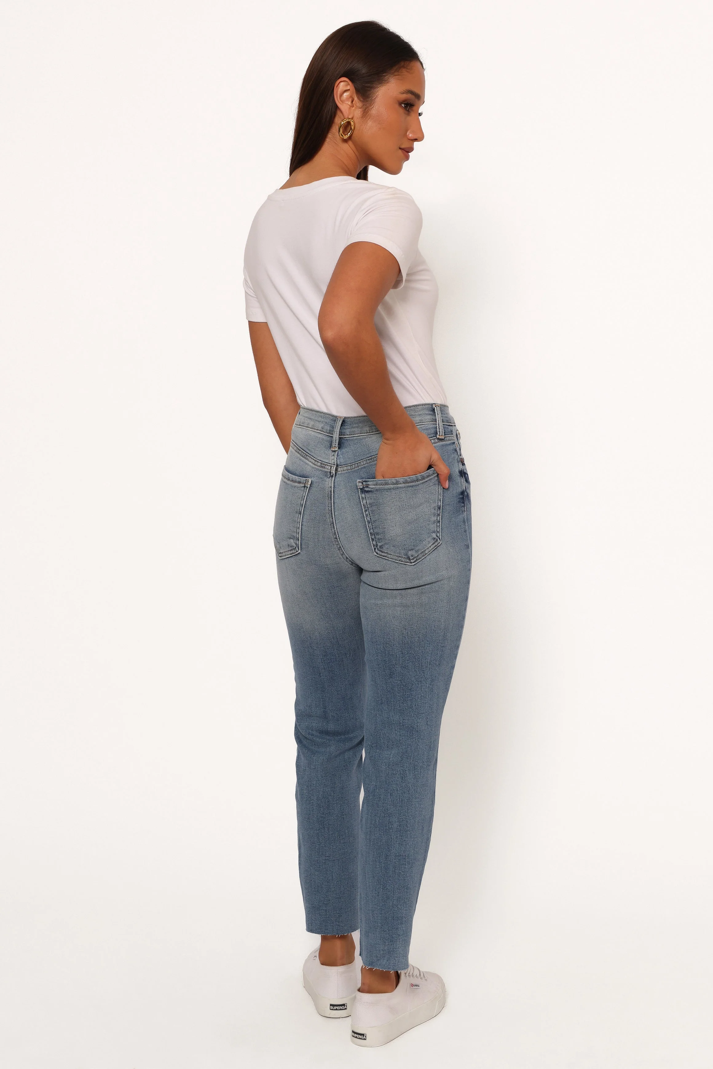 Just Black Distressed Slim Leg Jean - Light Denim