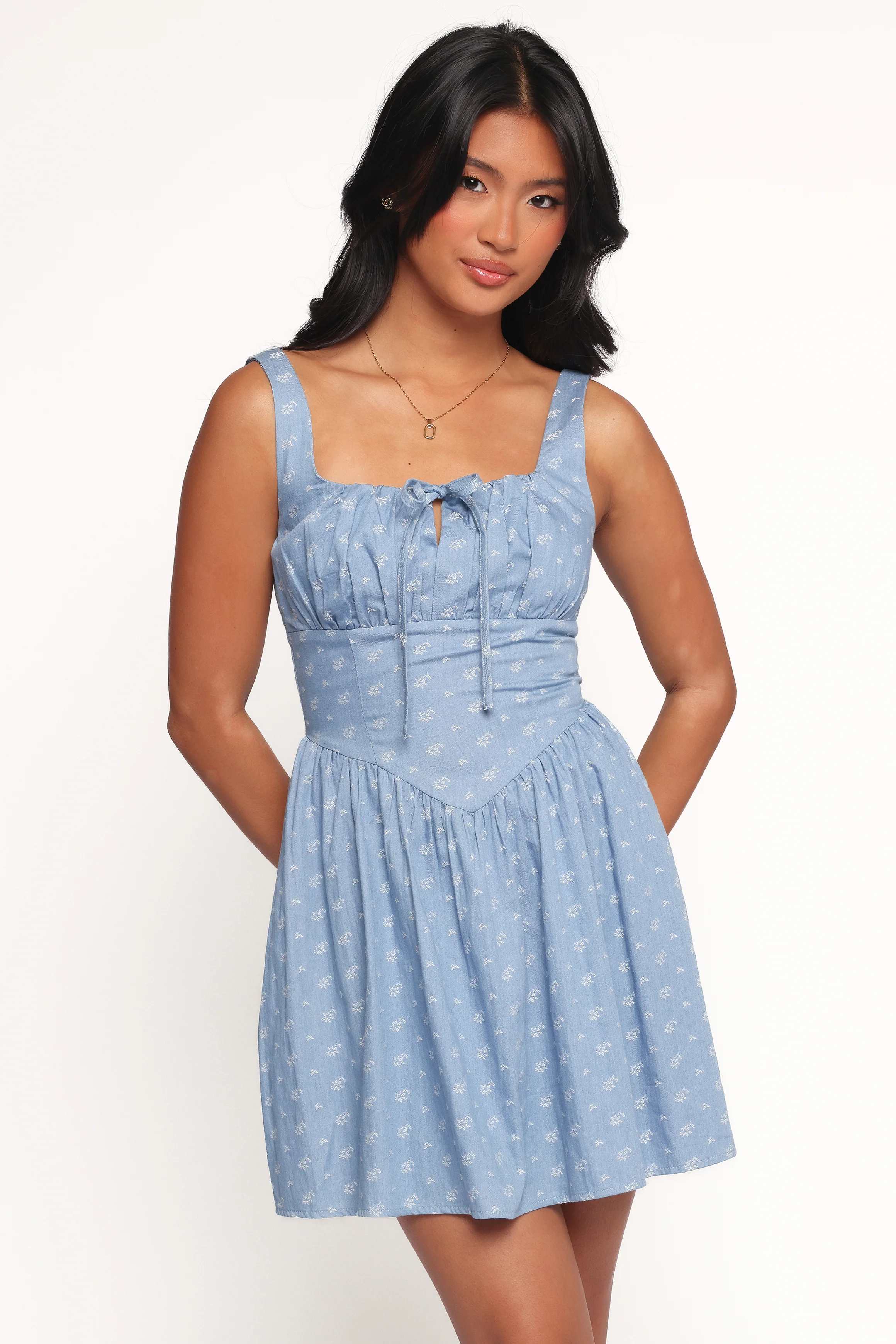 Shelton Mini Dress - Floral Denim