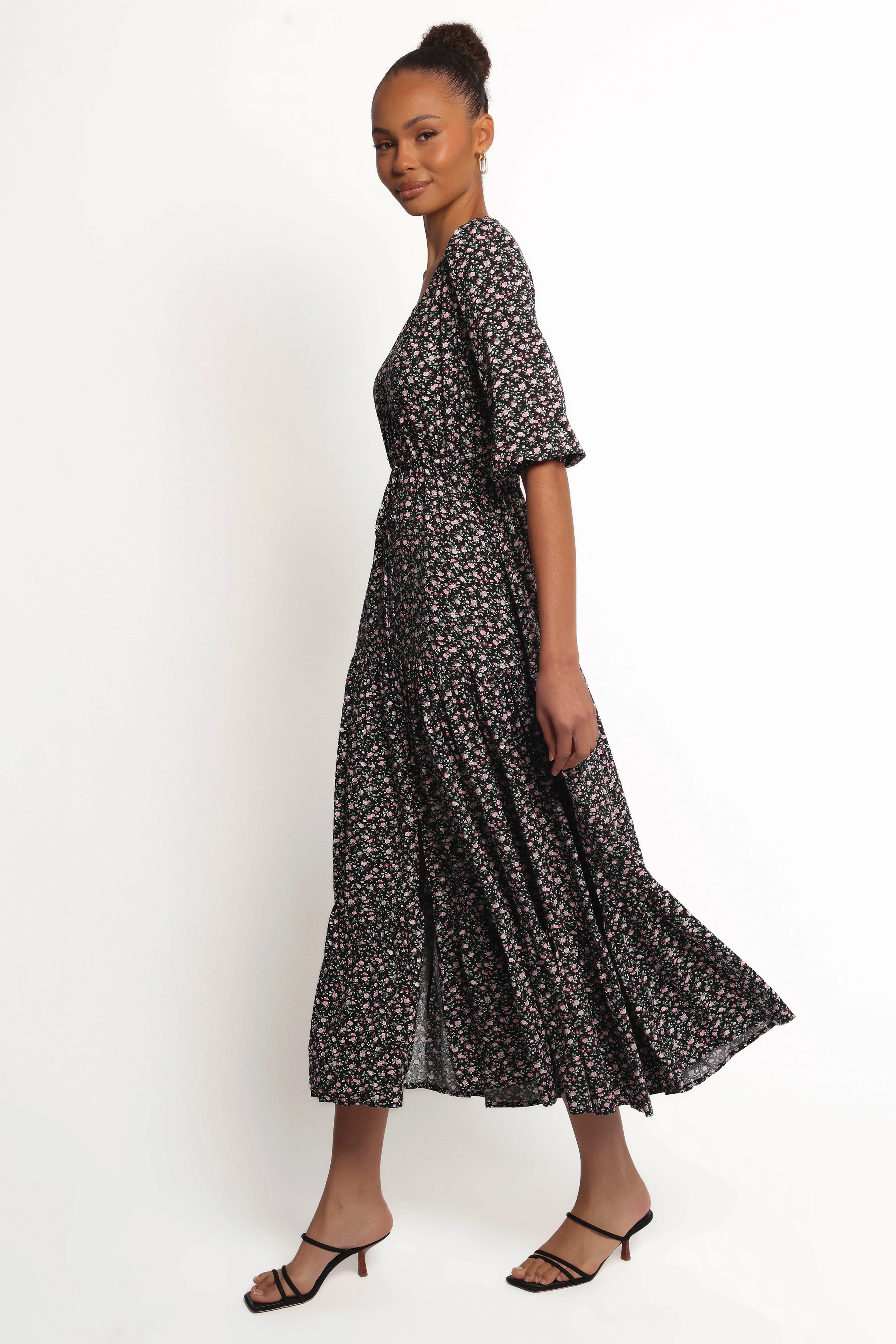 Kelda Dress - Black Rosebud Floral
