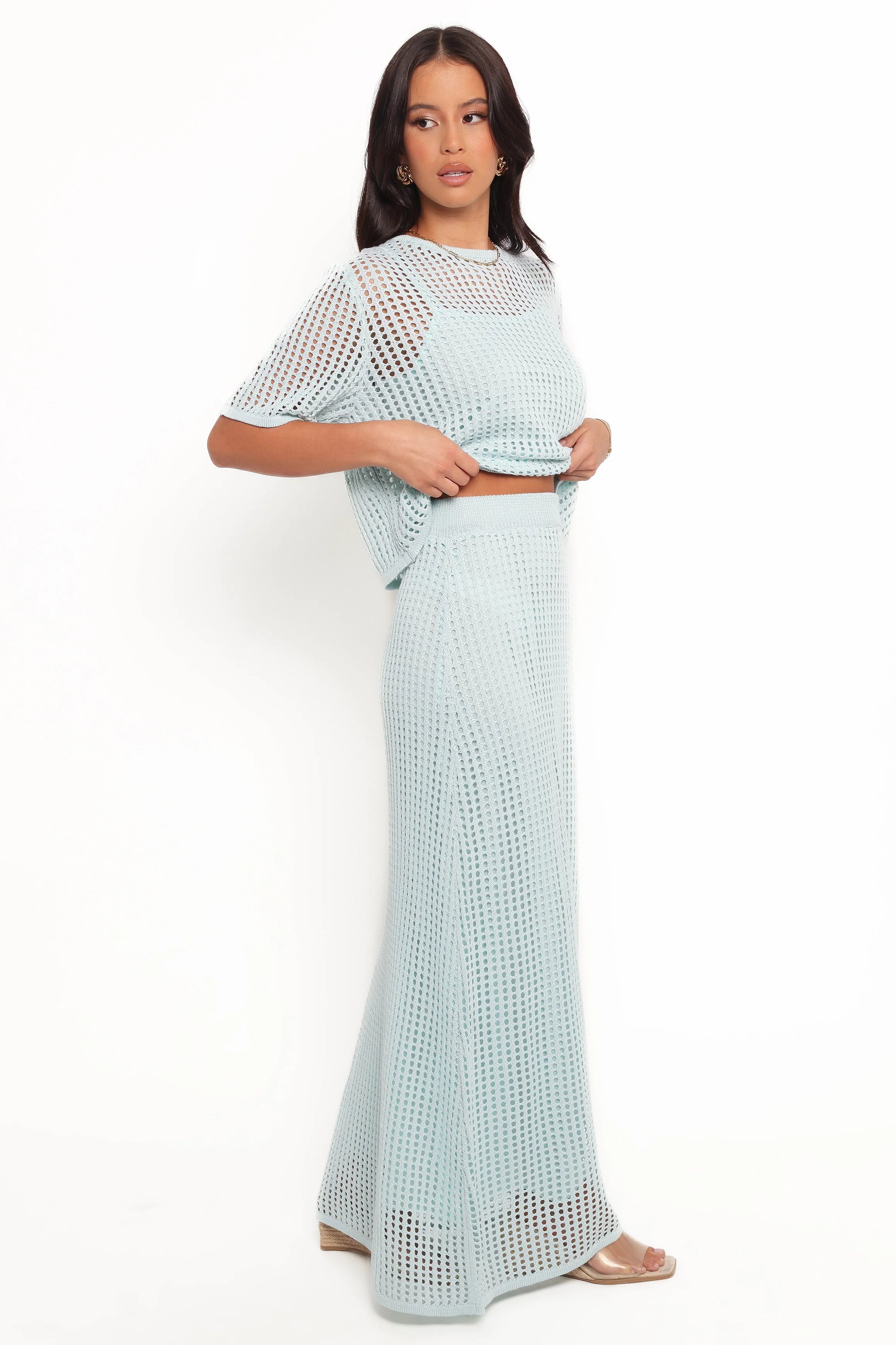 Kinnie Knit Skirt Set - Light Blue