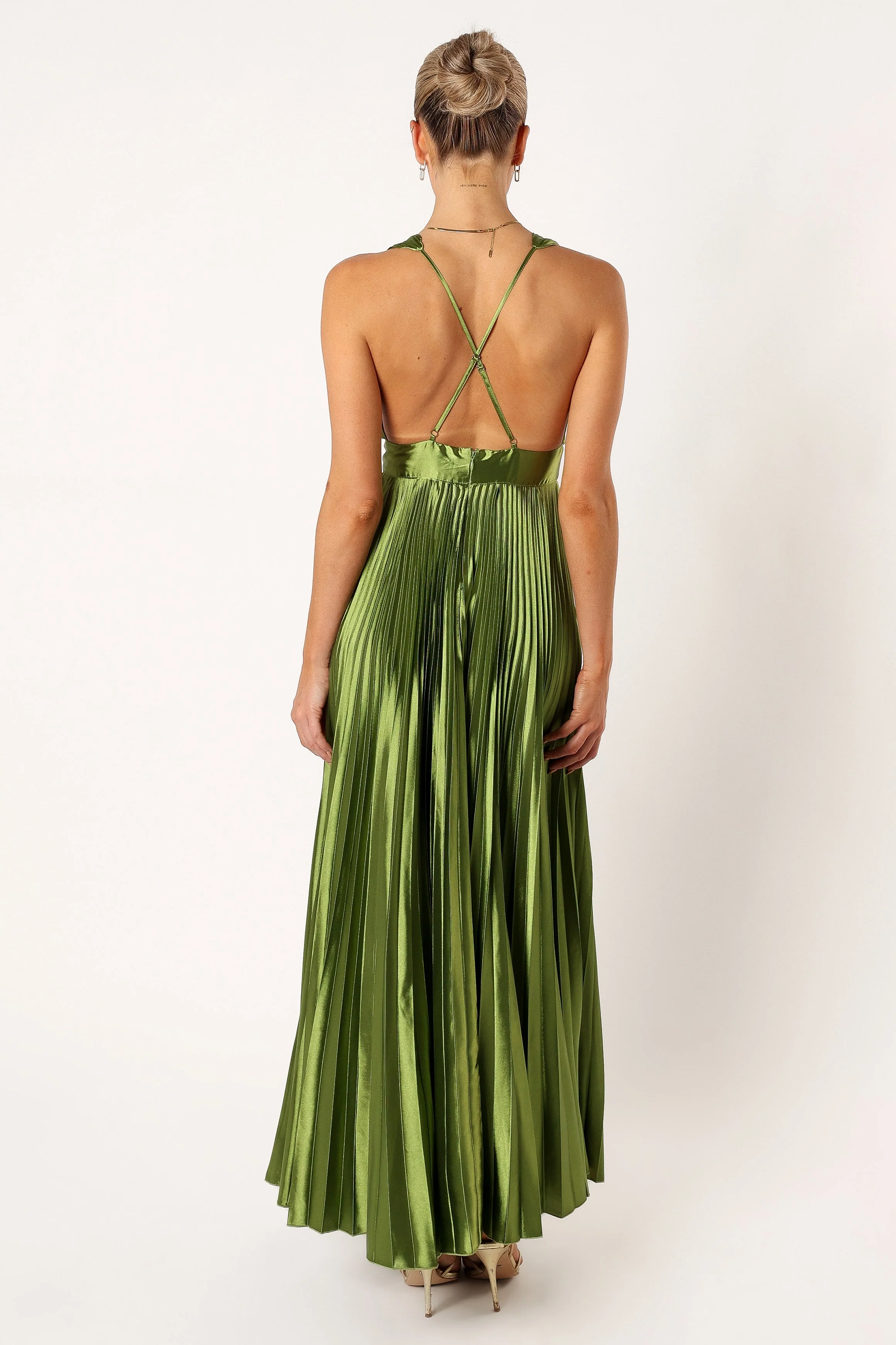 Kris Pleated Maxi Dress - Martini Olive