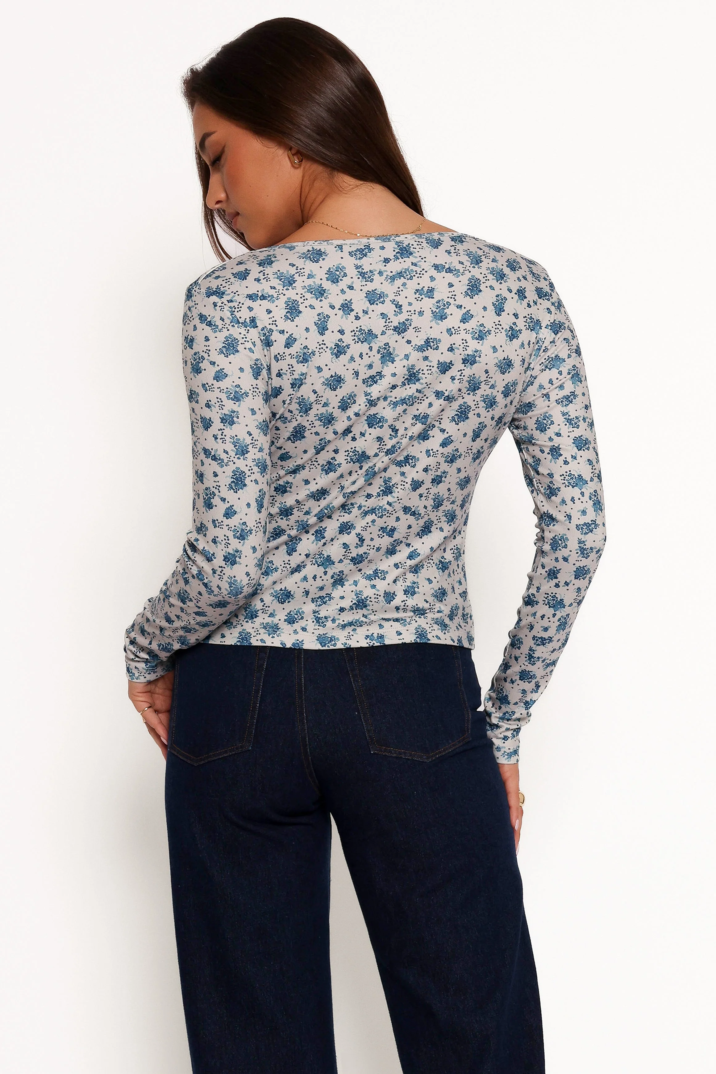 Keanu Long Sleeve Top - Blue Floral