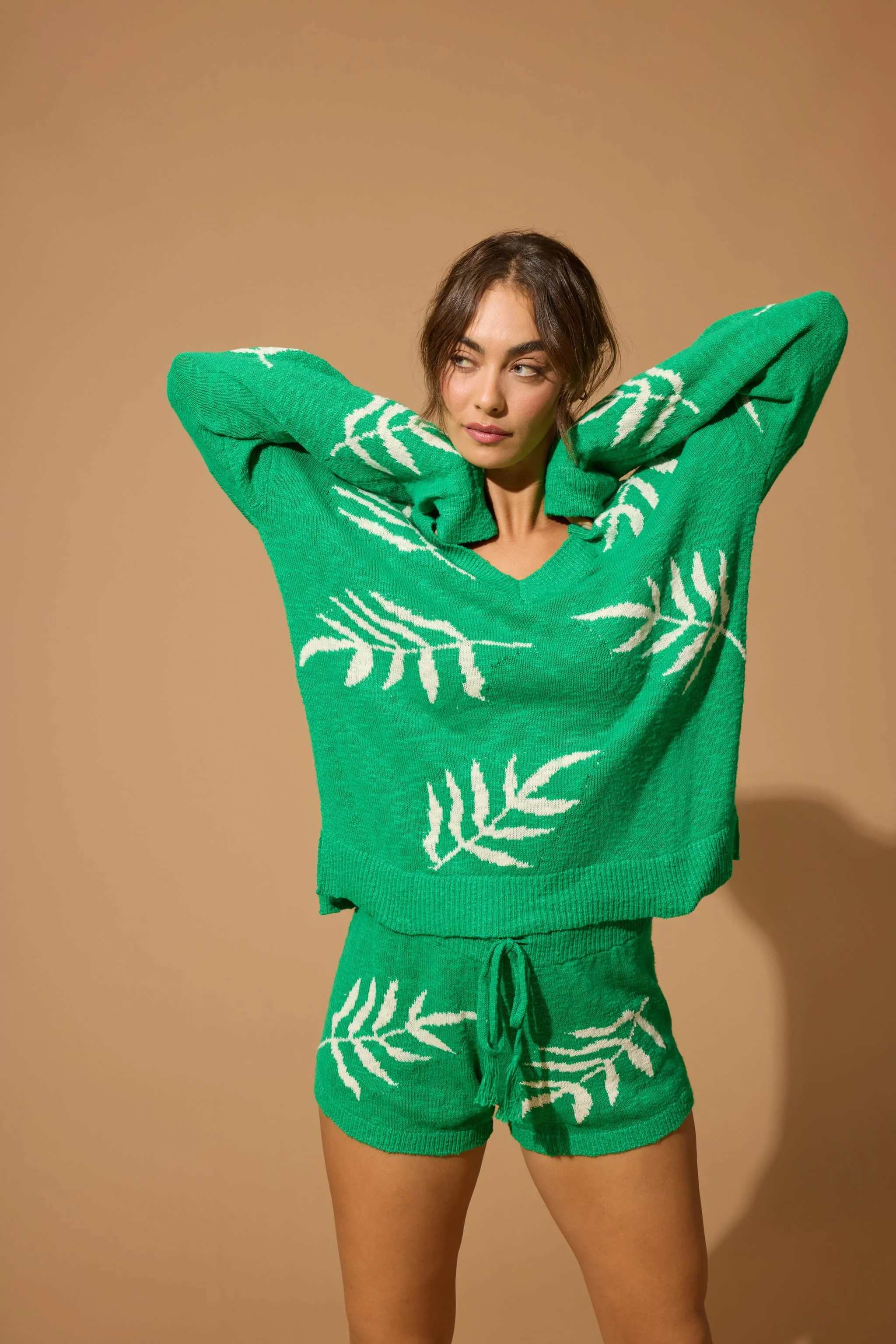 Beachcomber Leaf Print Long Sleeve Top