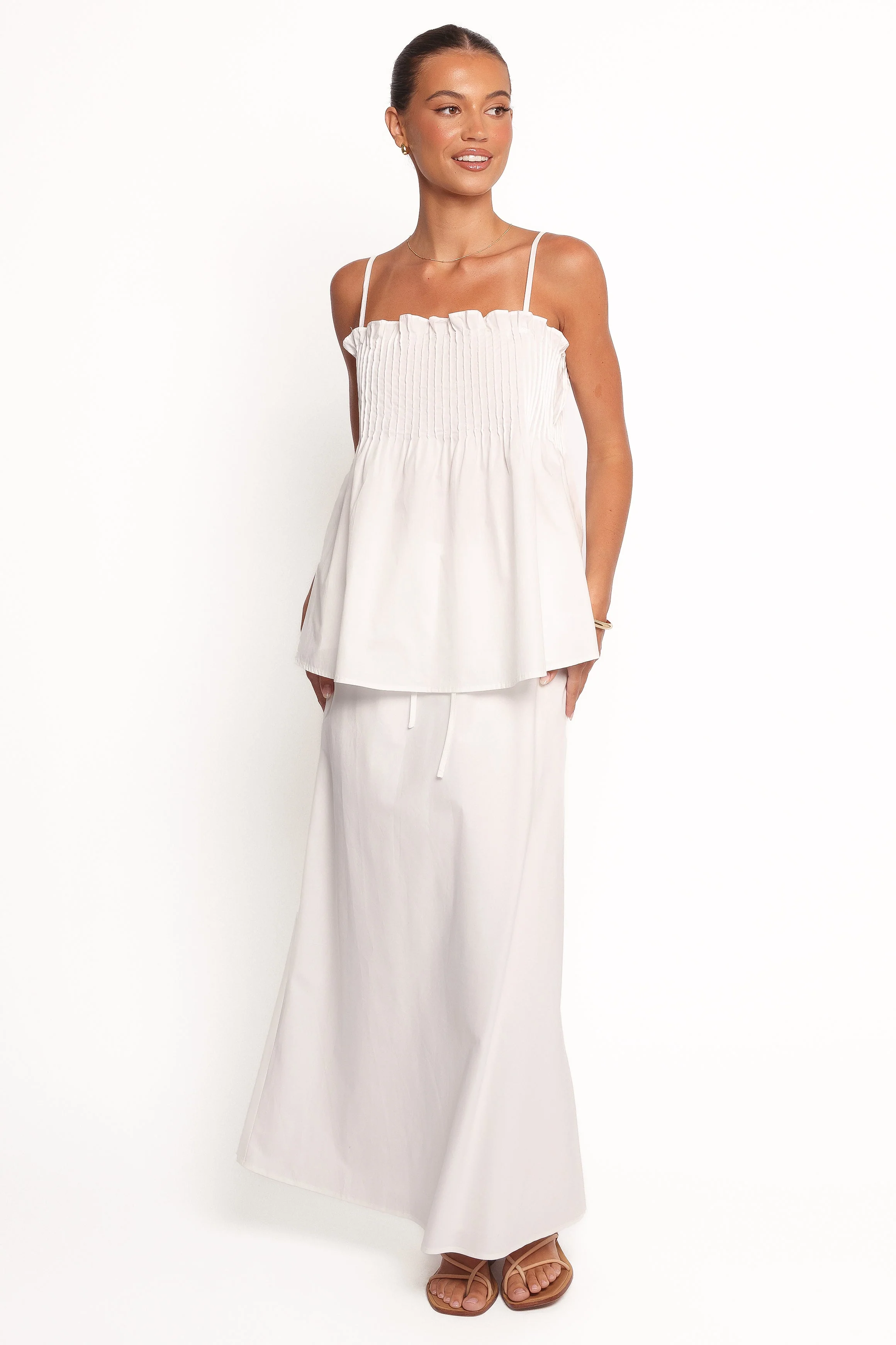 Elena Cotton Maxi Skirt - White