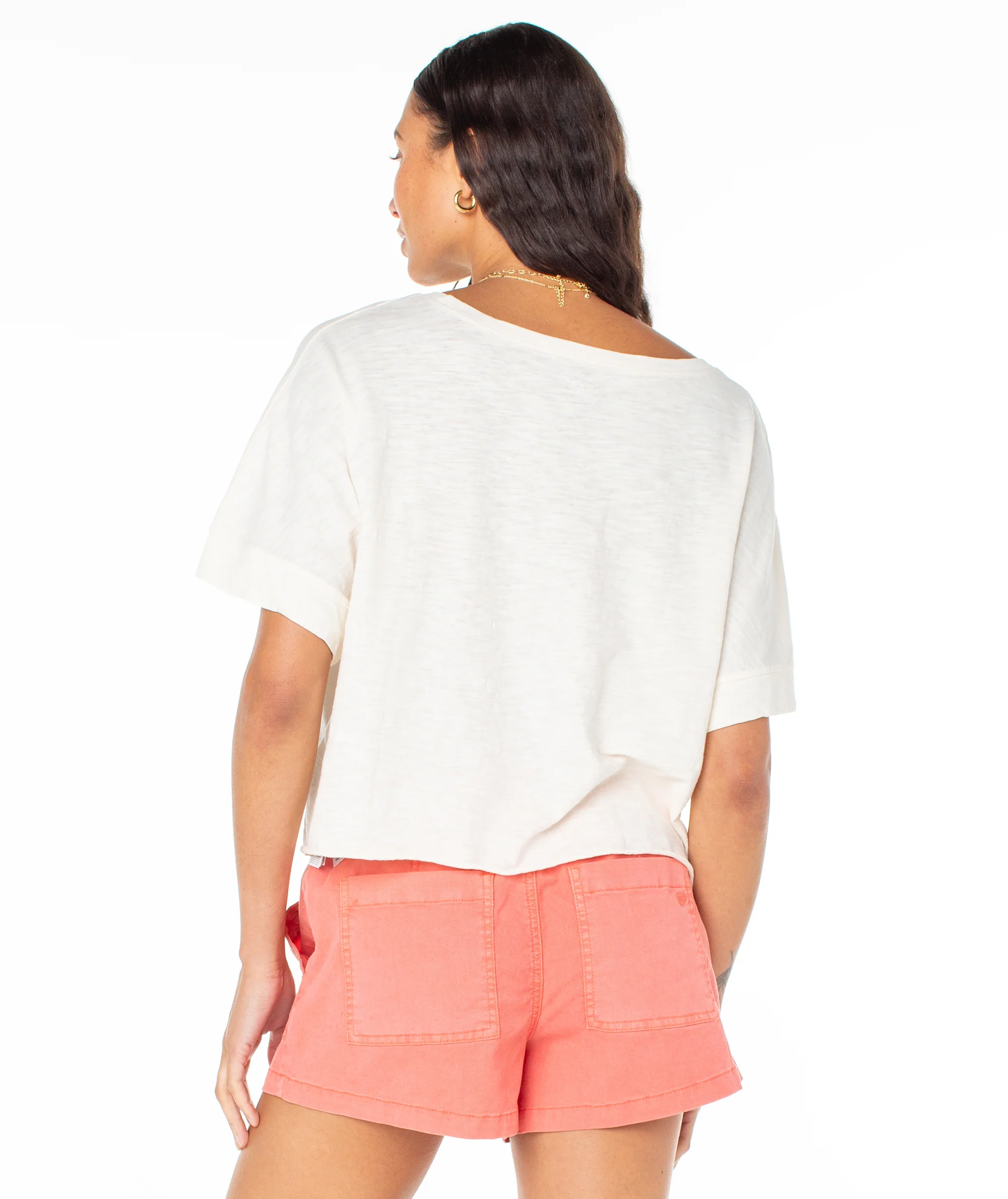 Palm Stripe Cropped Tee