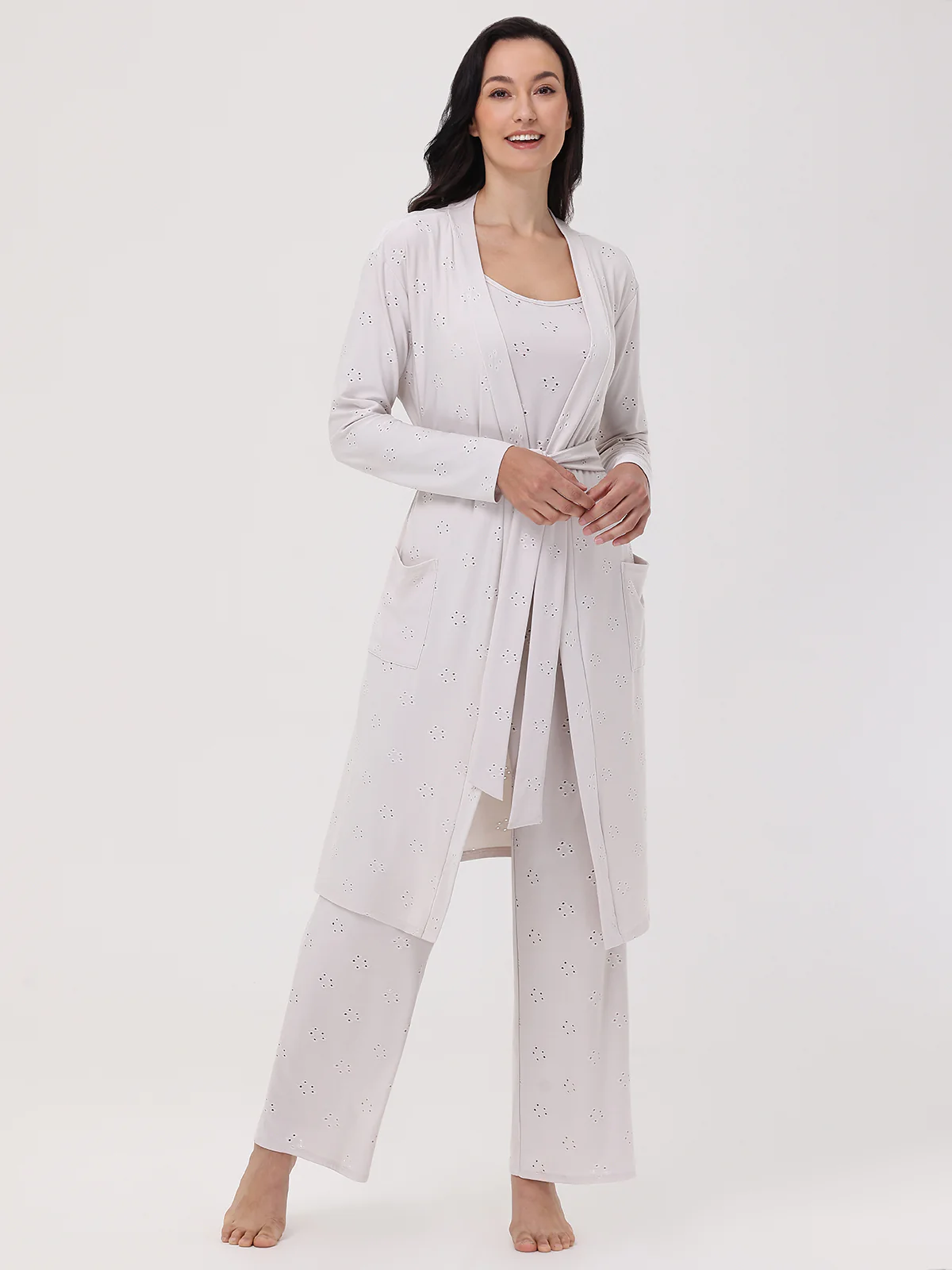 Pointelle Flower Robe