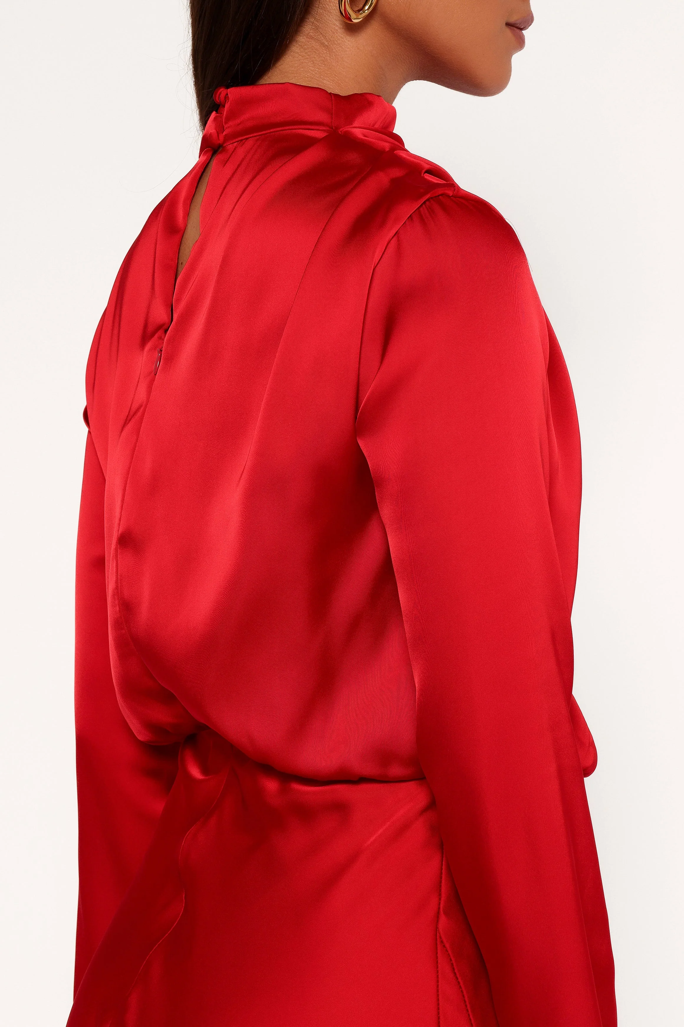 Kristyn Long Sleeve Midi Dress - Red