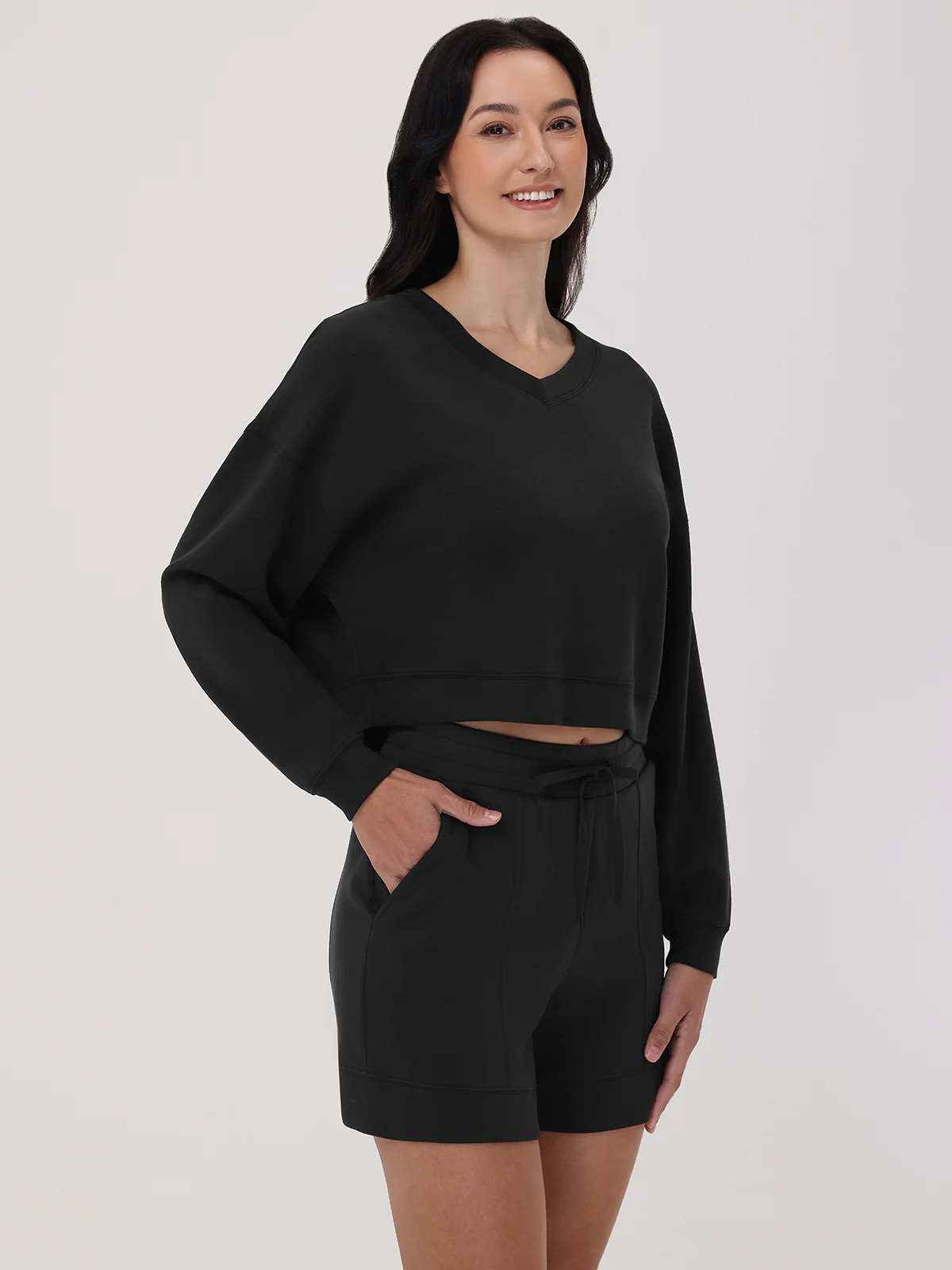 V-Neck Crop Sweatshirt