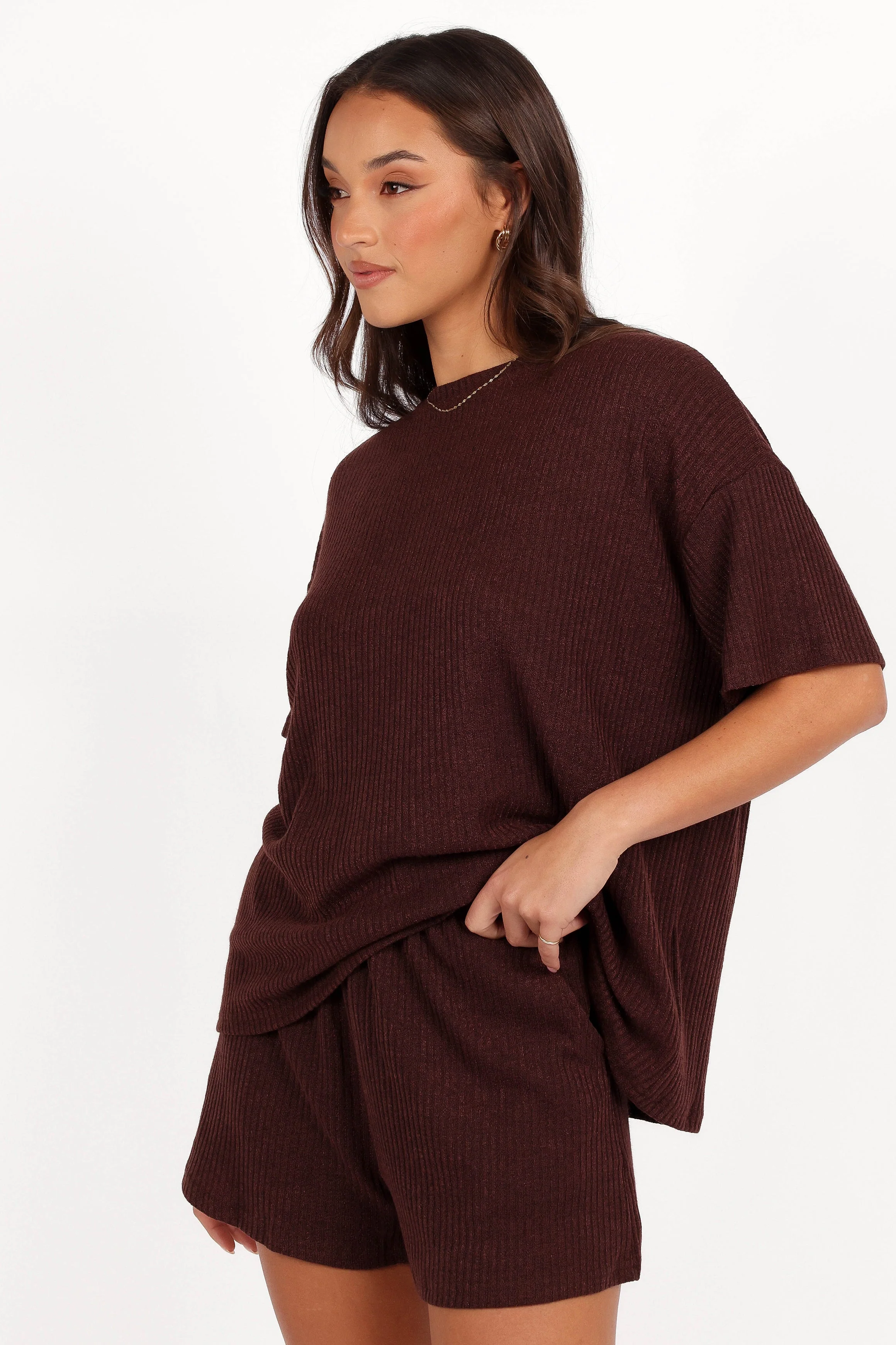 Granger Knit Short Set - Chocolate Brown