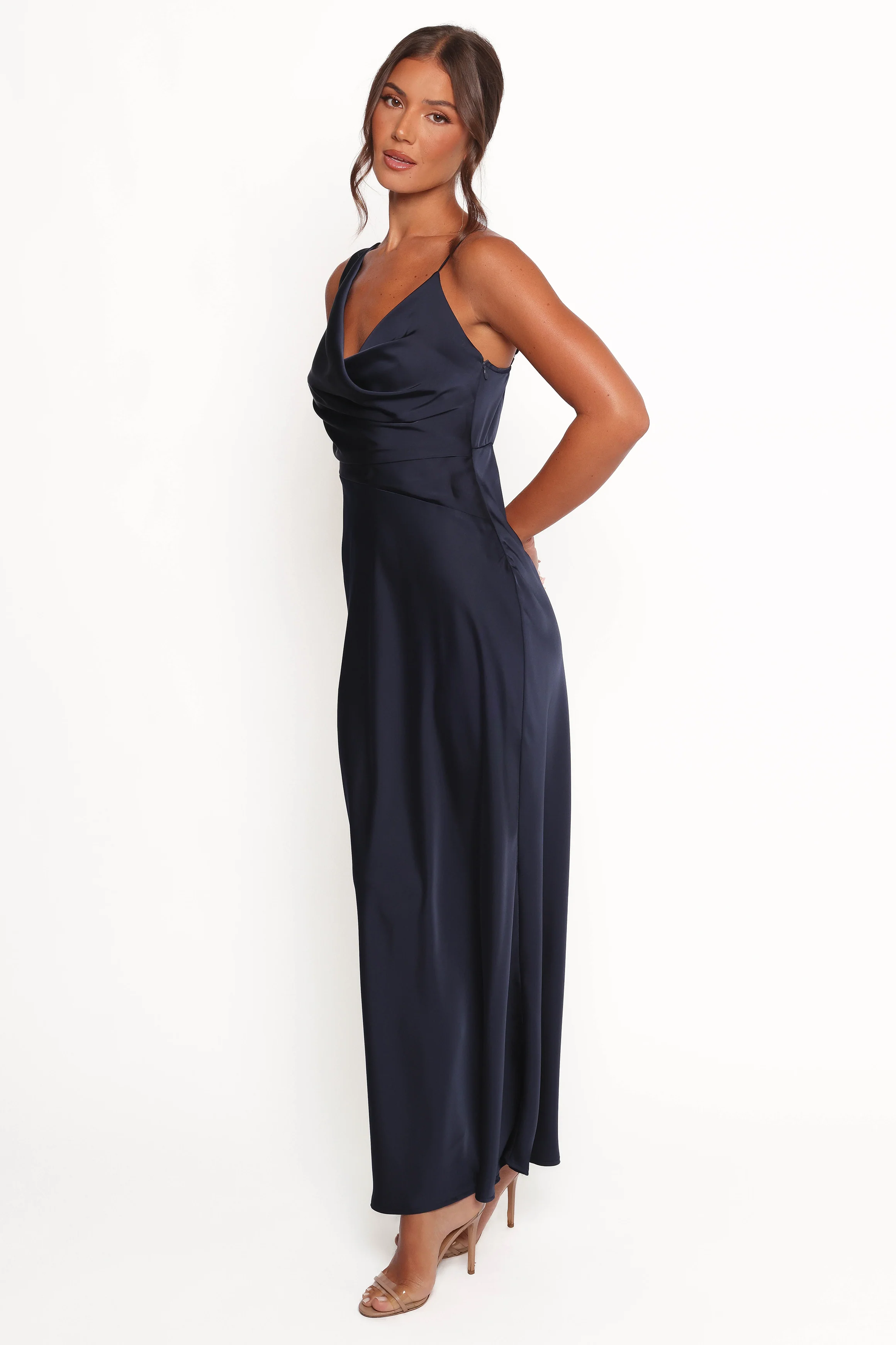 Anela Asymmetric Midi Dress - Navy