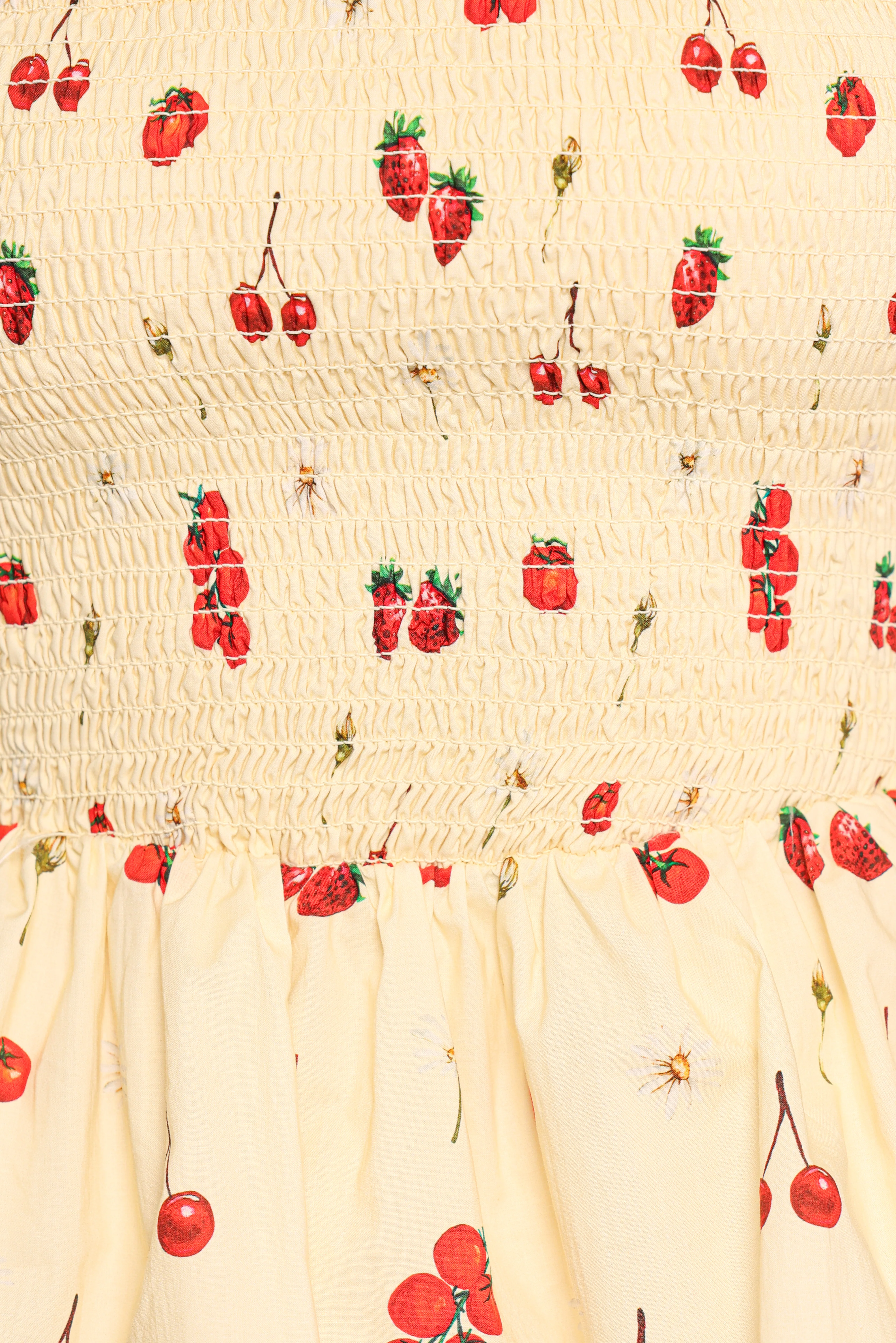 Remira Smocked Ruffle Top - Yellow Cherry